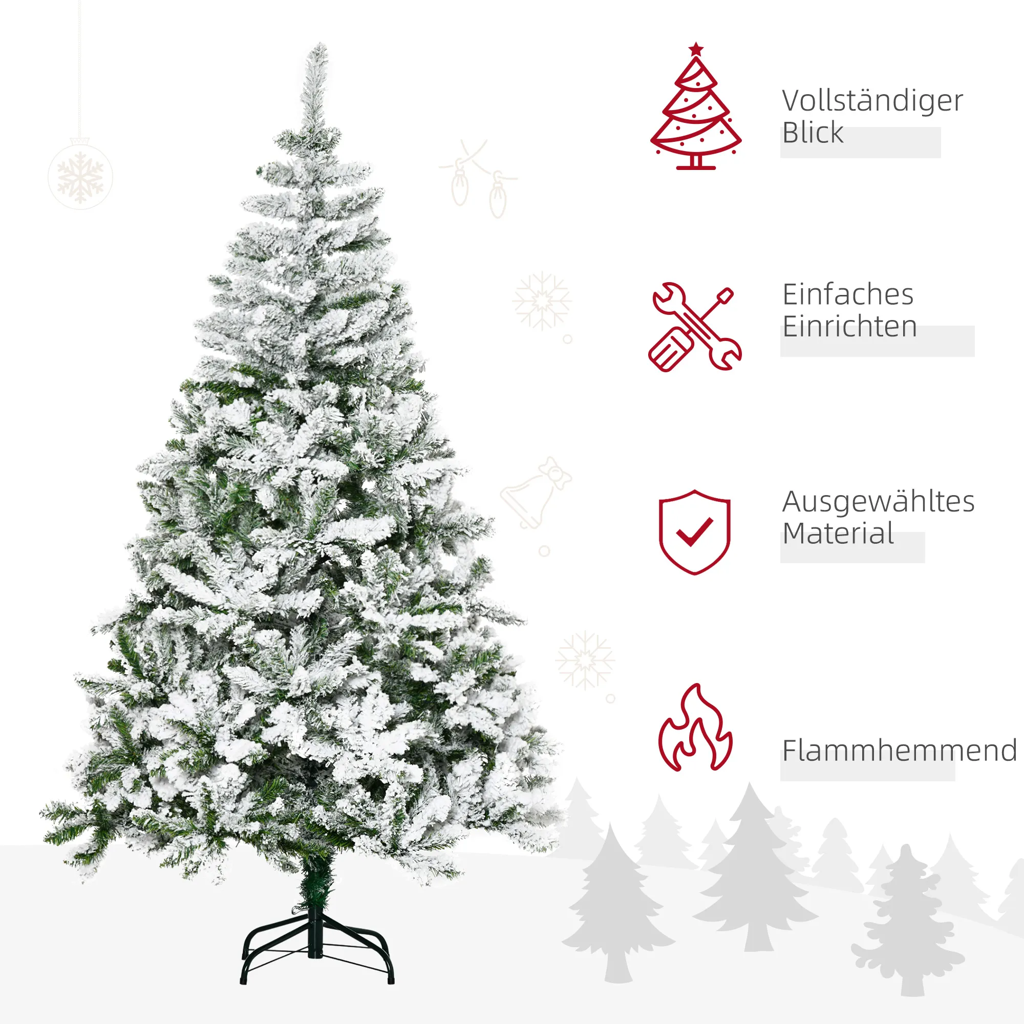 Künstlicher Weihnachtsbaum mit Schnee-Effekt, 180 cm, Grün/Weiß