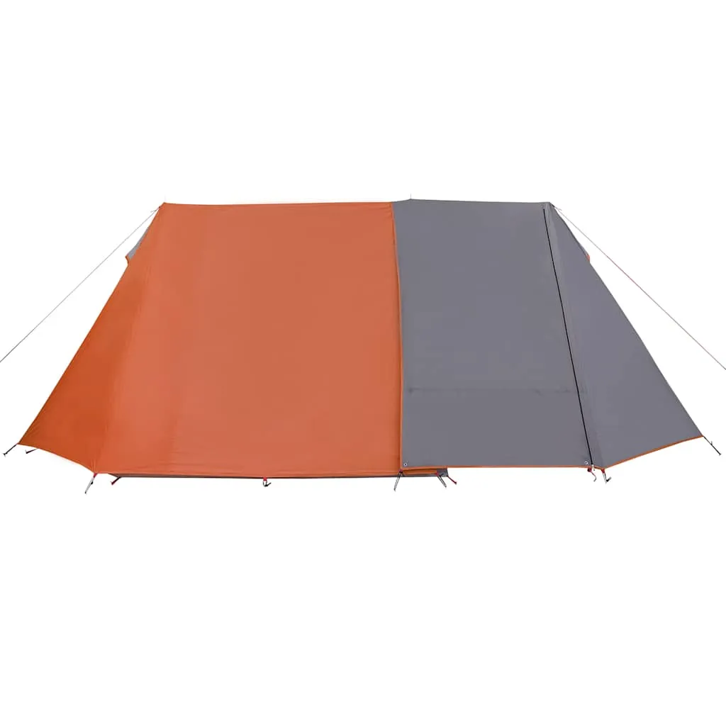 Campingzelt Grau und Orange 470x220x170 cm mit PU-beschichtetem Polyester