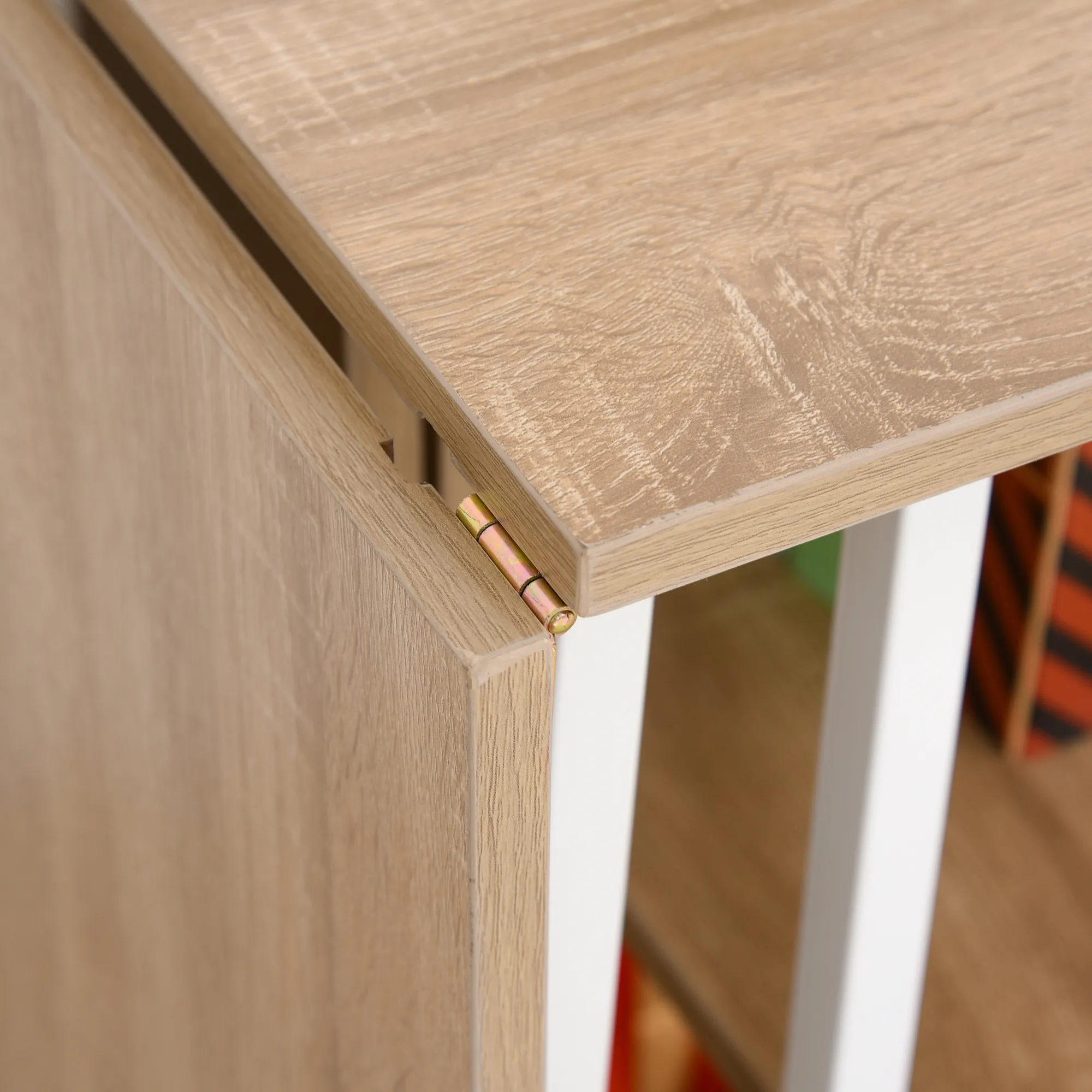 Klapptisch Schreibtisch Beistelltisch Bürotisch Mobiler Computertisch mit Rollen MDF Natur 107 x 55 x 76 cm