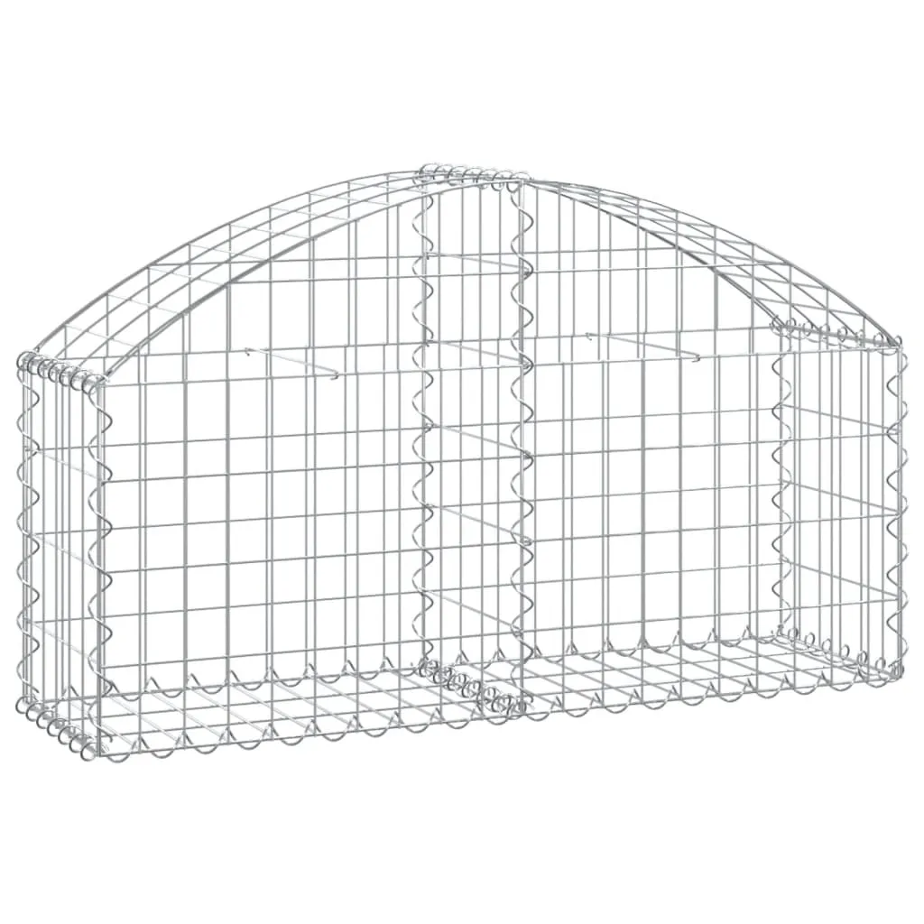 Gabionenwand Hochbogen 100x30x40/60 cm Silber verzinktes Eisen