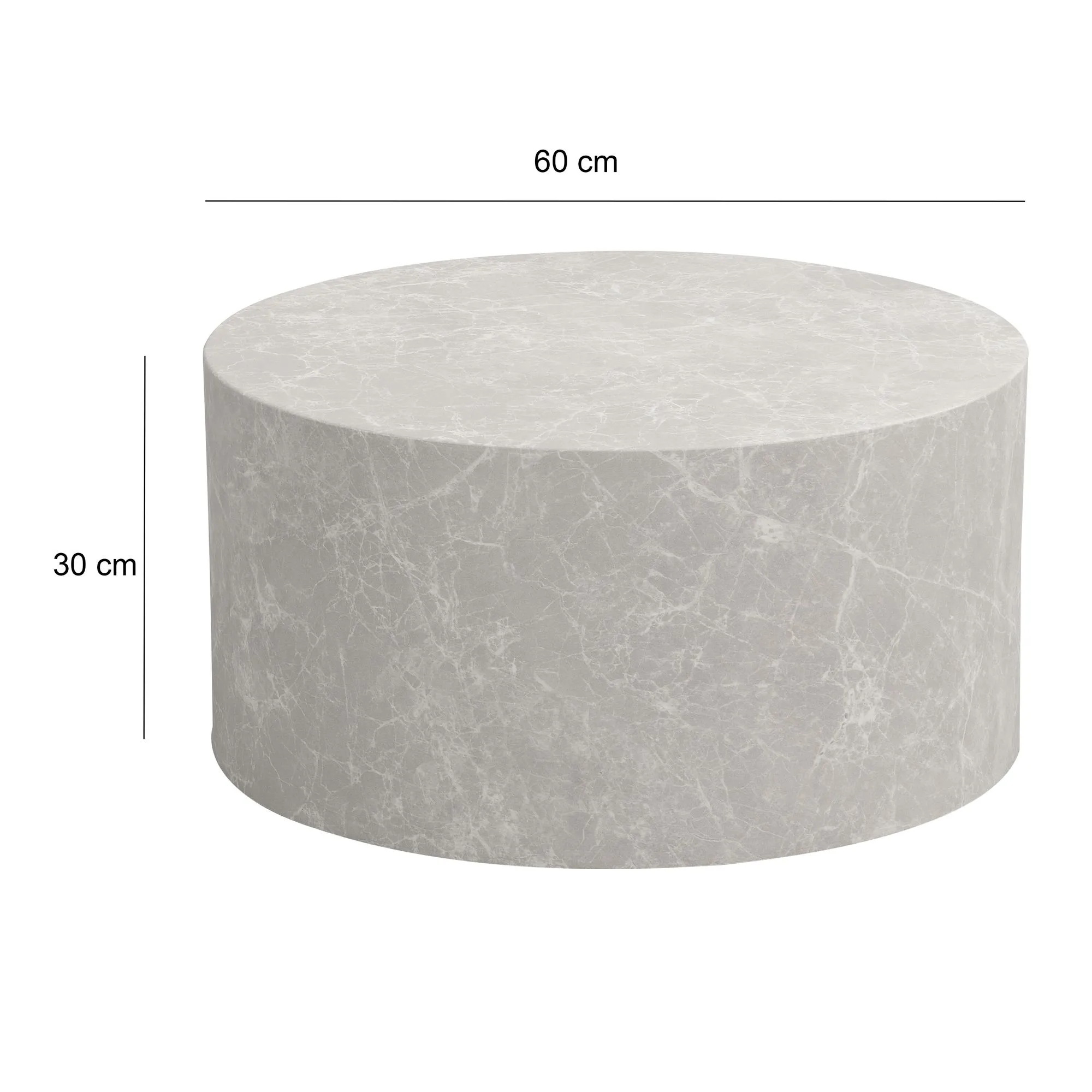Couchtisch MONOBLOC 60x60x30 cm in Stein-Optik Sandfarben