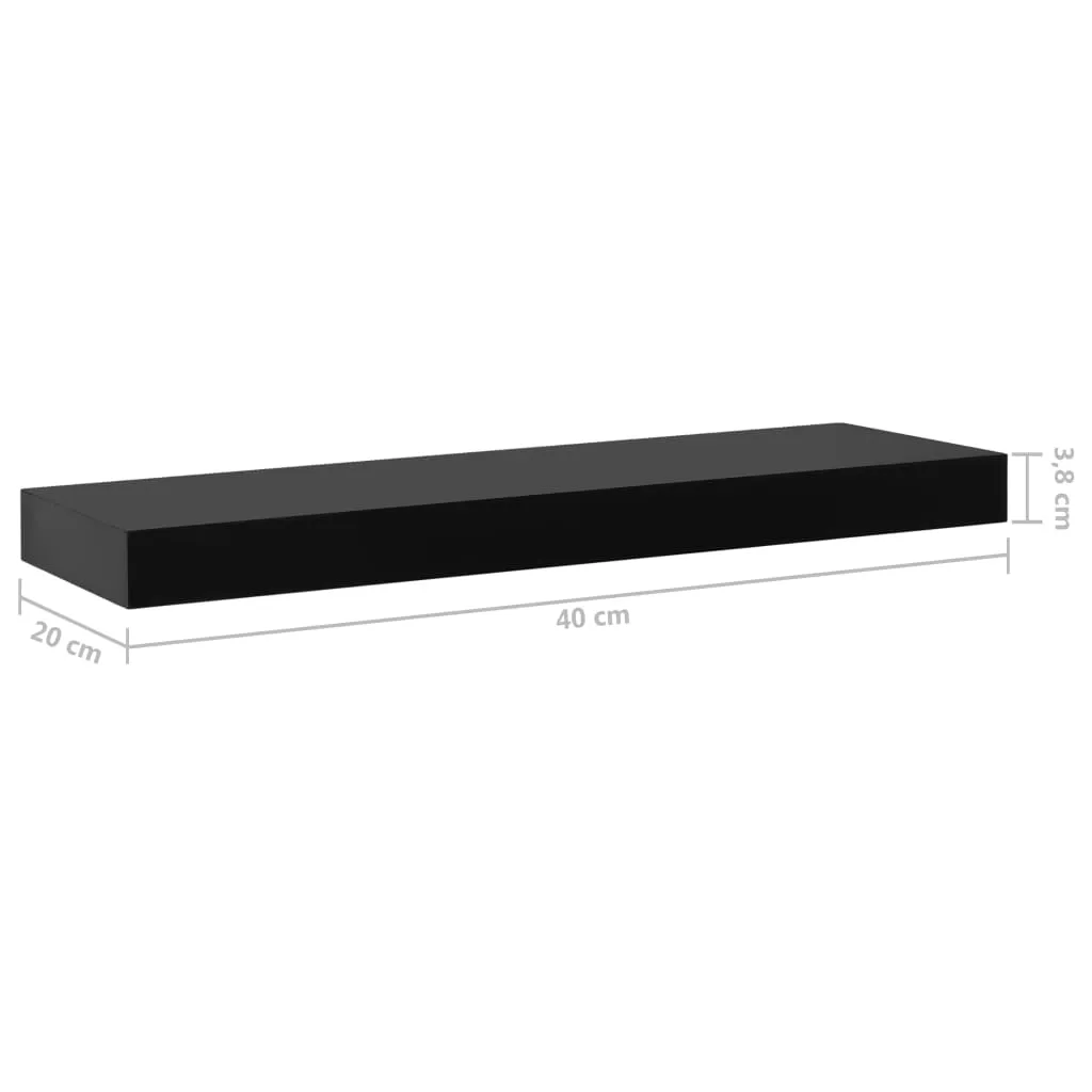 Schweberegal Schwarz 40 x 20 x 3,8 cm - 2 Wandregale