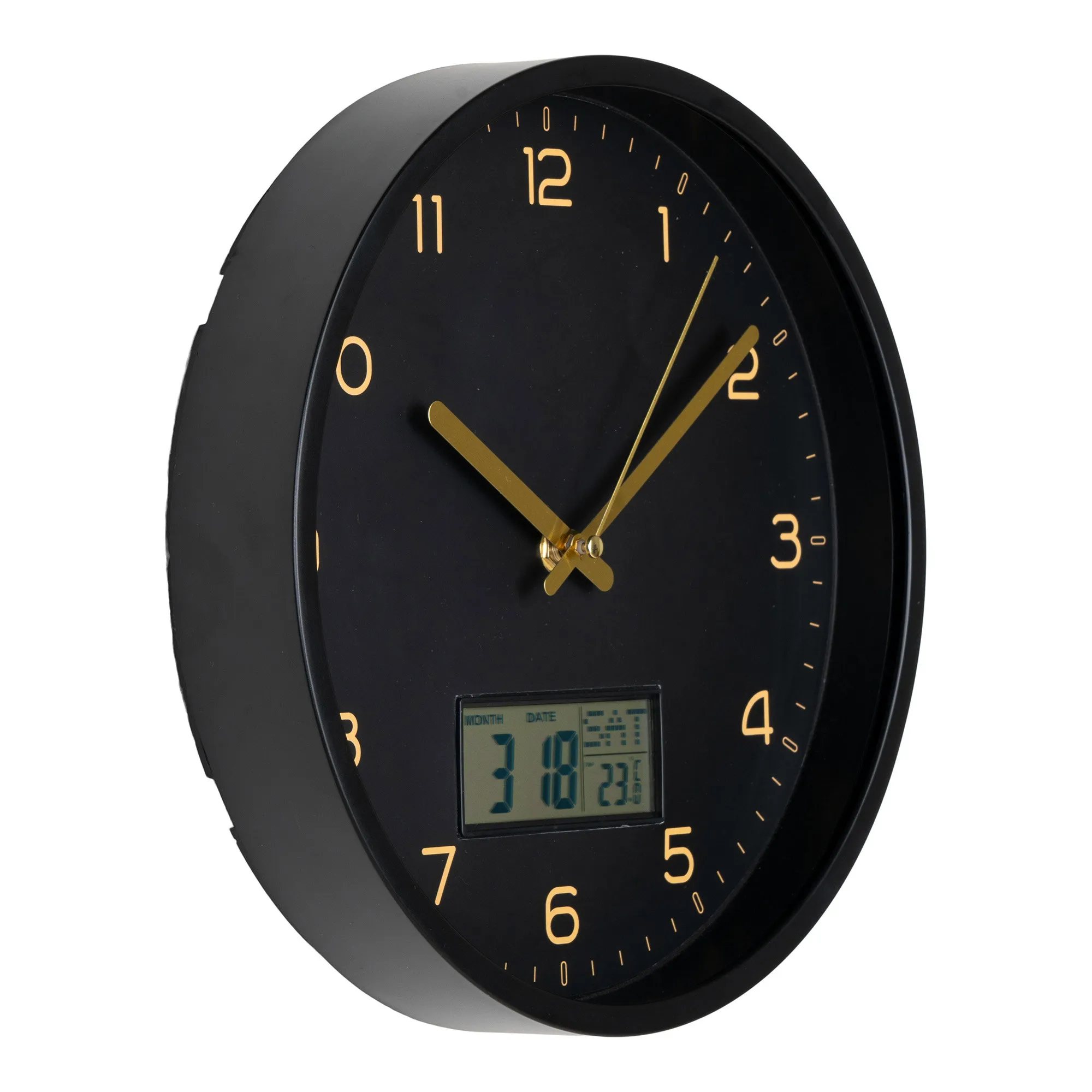 tinkaro Wanduhr mit Digitalanzeige ø25 cm Schwarz