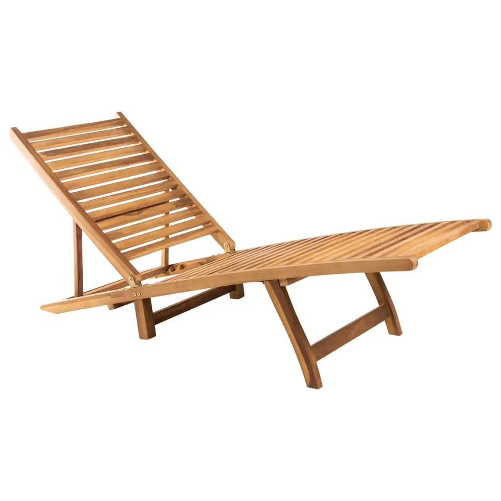 Komfortable Sonnenliege aus Naturholz 55x161x69 cm in Naturfarbe