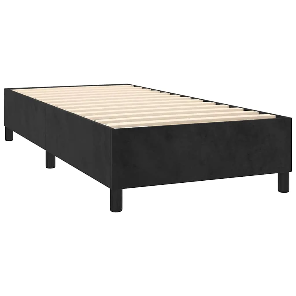 Boxspringbett aus Samt mit Taschenfederkernmatratze, 90x190 cm, Schwarz