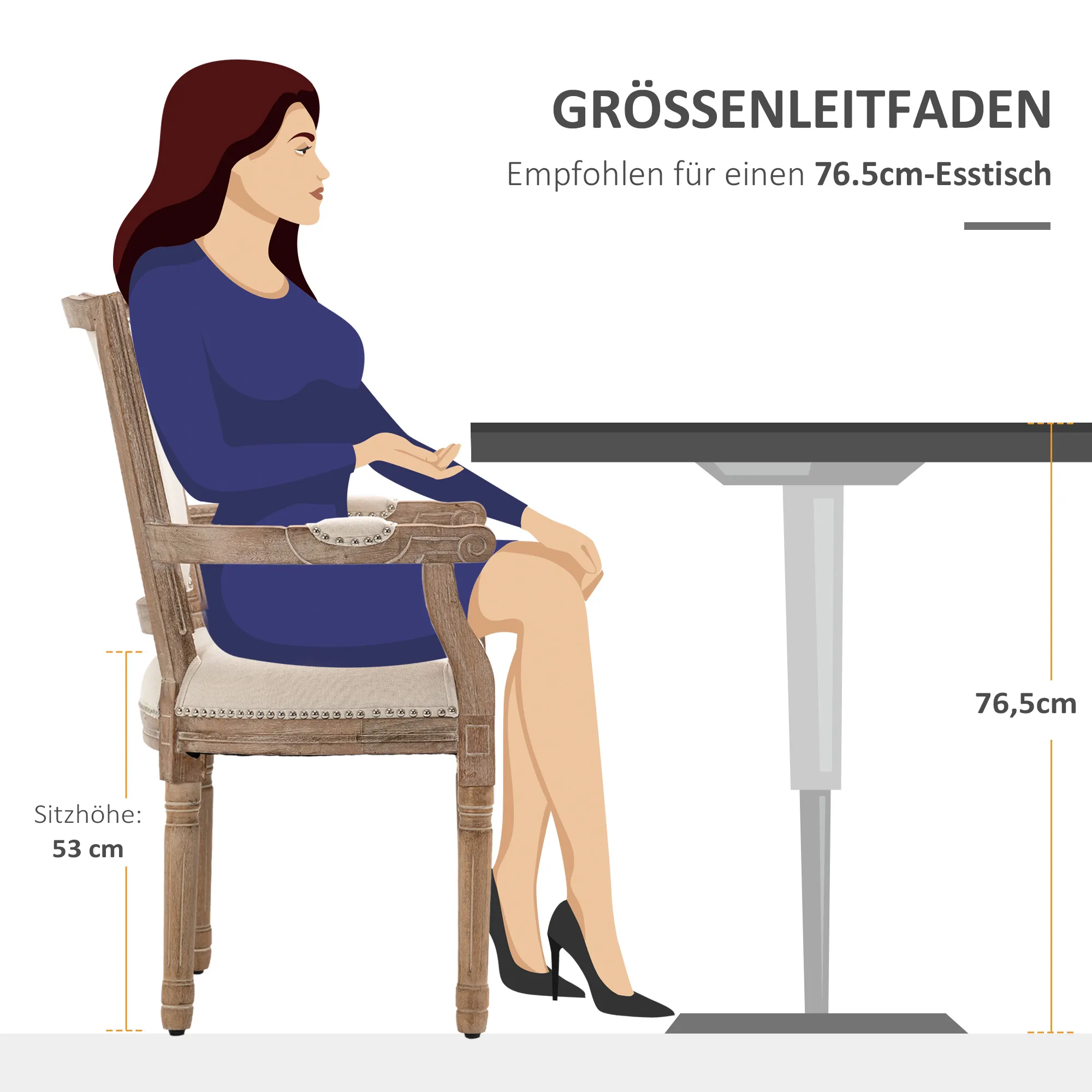 Esszimmerstuhl Cremeweiß/Natur 54,5L x 59B x 96H cm