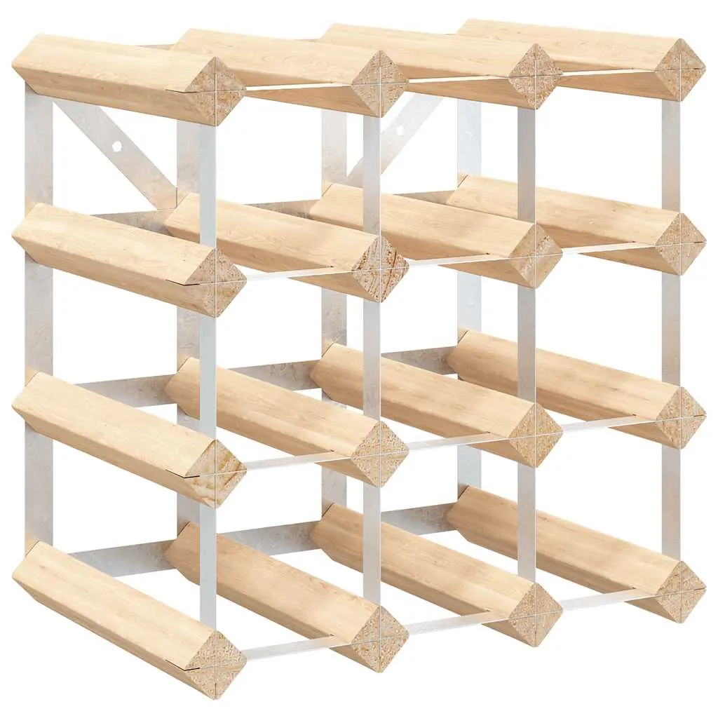 Modernes Weinregal aus Massivholz und verzinktem Stahl 32,5x22,5x32,5 cm