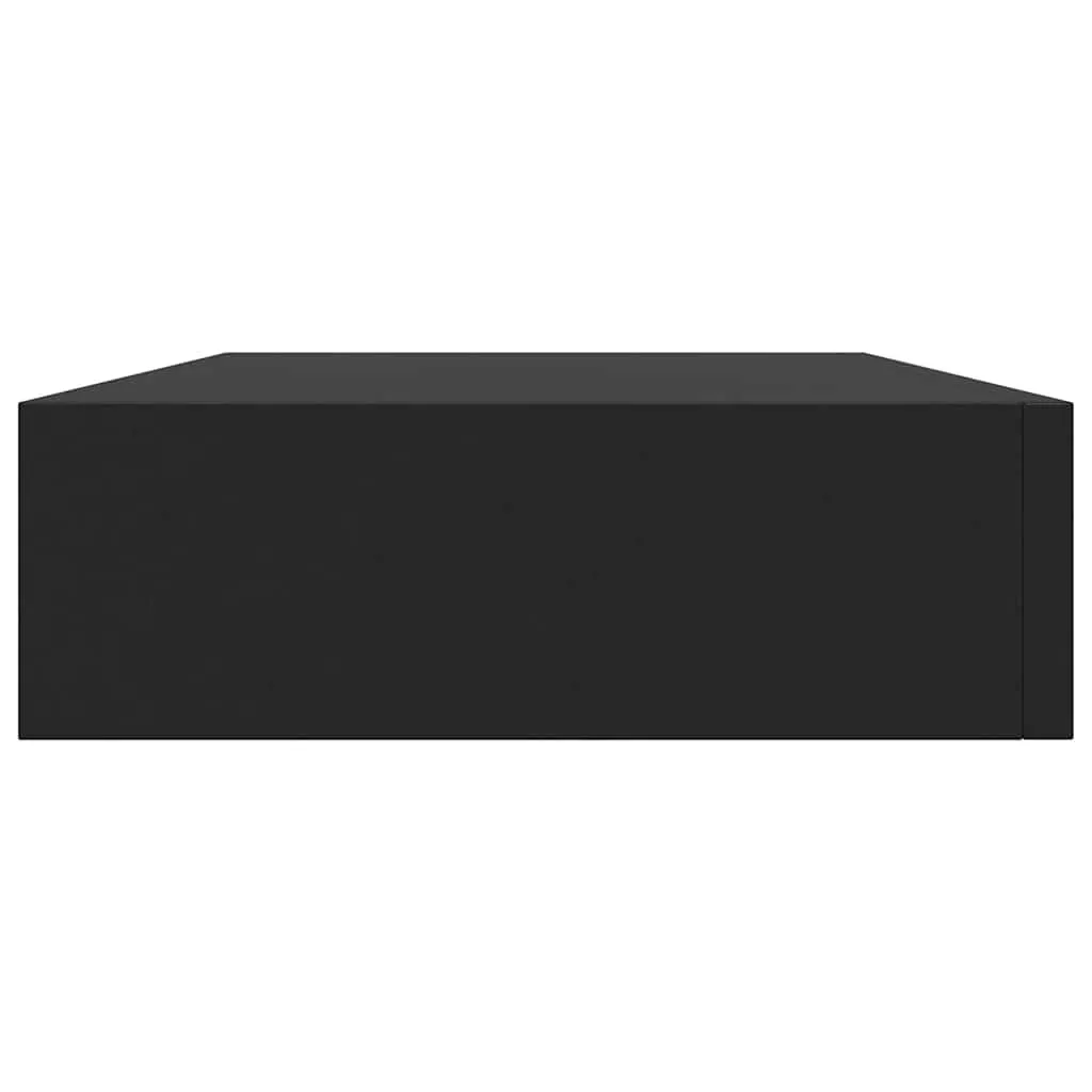 Schweberegal Schwarz 48 x 25 x 8 cm mit Schublade