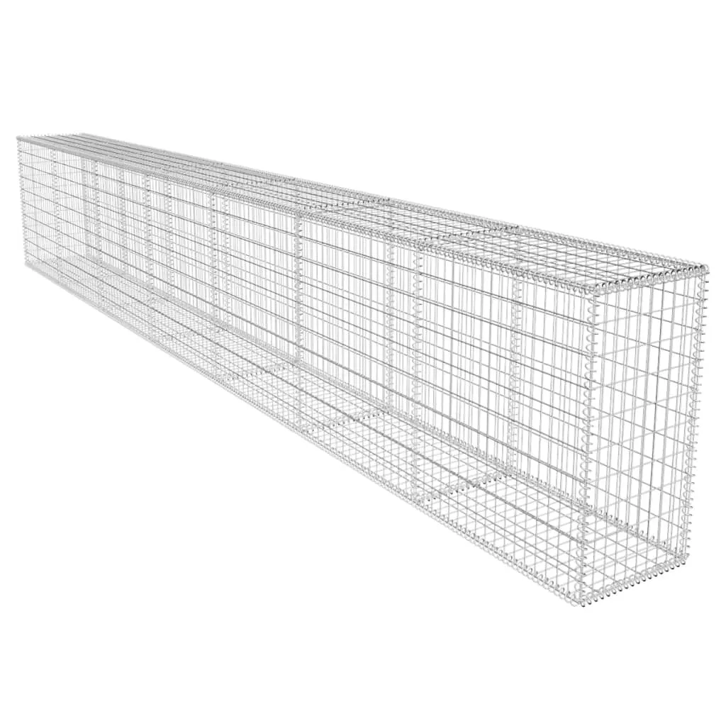 Gabionenwand 600x50x100 cm aus verzinktem Stahl, silber