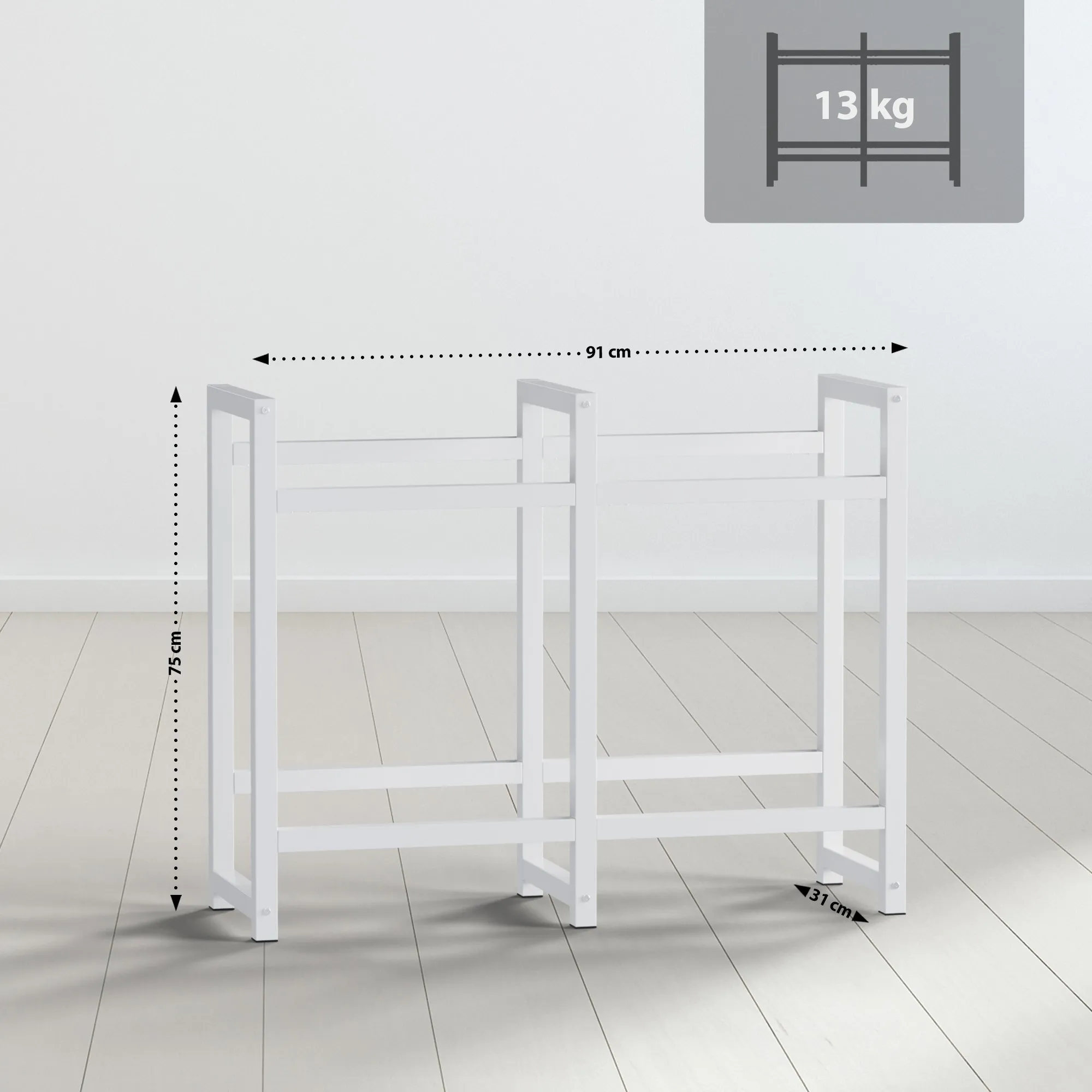 Getränkekistenständer Stack 91x31x75 cm weiß
