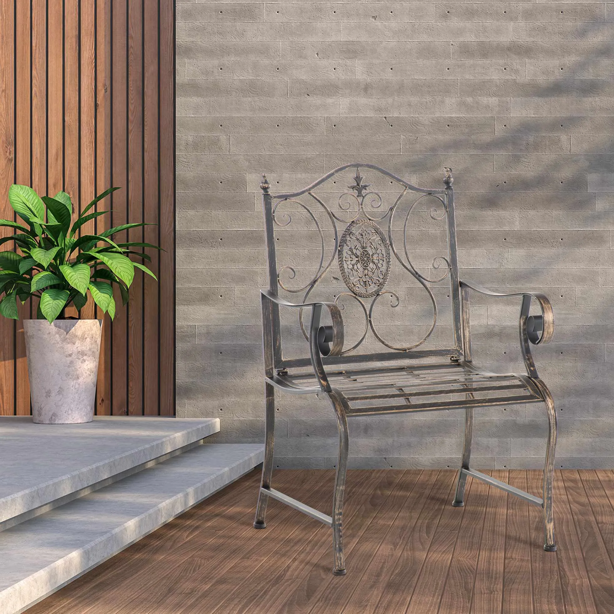 2er Set Gartenstühle Punjab 94x62x53 cm Bronze
