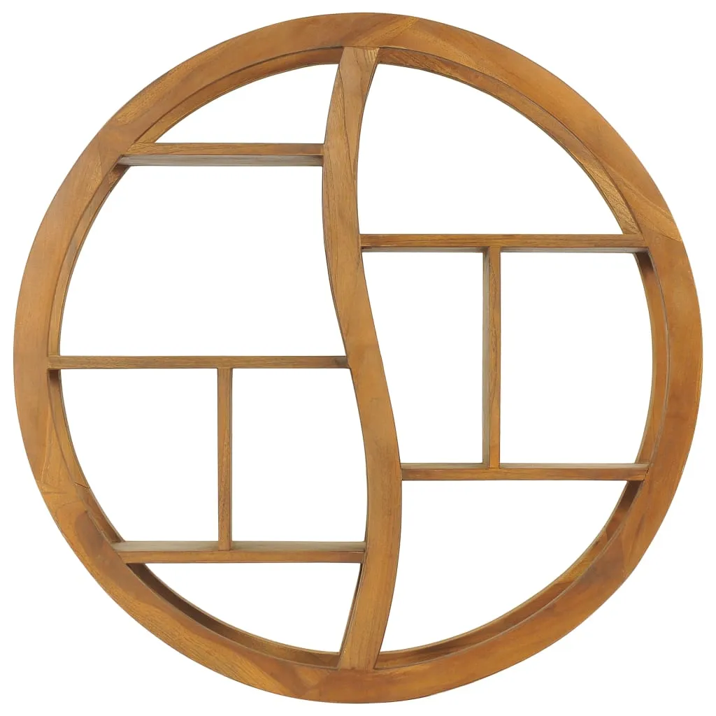 Wandregal Yin-und-Yang Design aus Naturholz 80x17,5x80 cm naturfarben