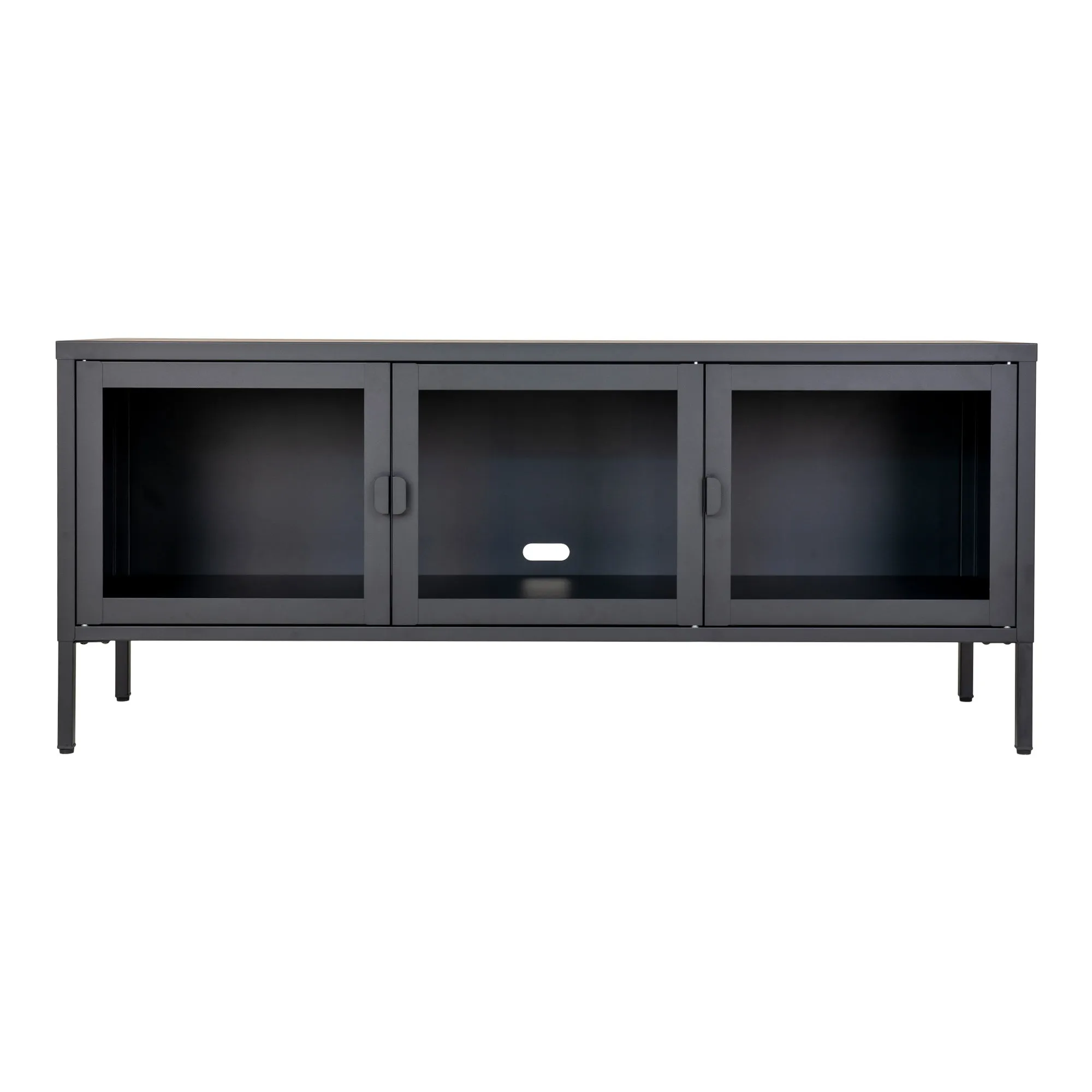 tinkaro TV-Board Brisbane 3 Glastüren 130x40x55 cm Schwarz