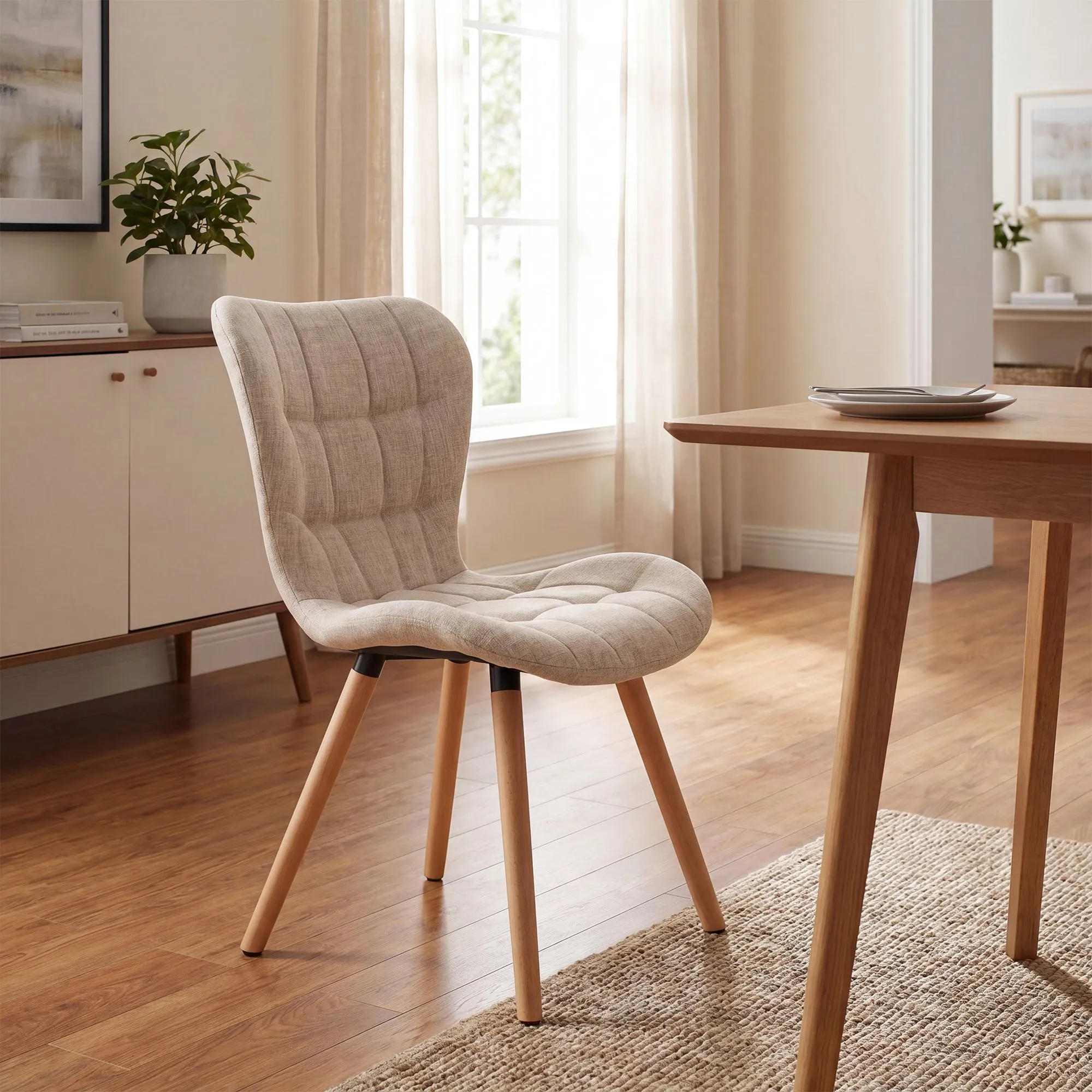 Esszimmerstuhl Elda Massivholz 88x50x63 cm creme