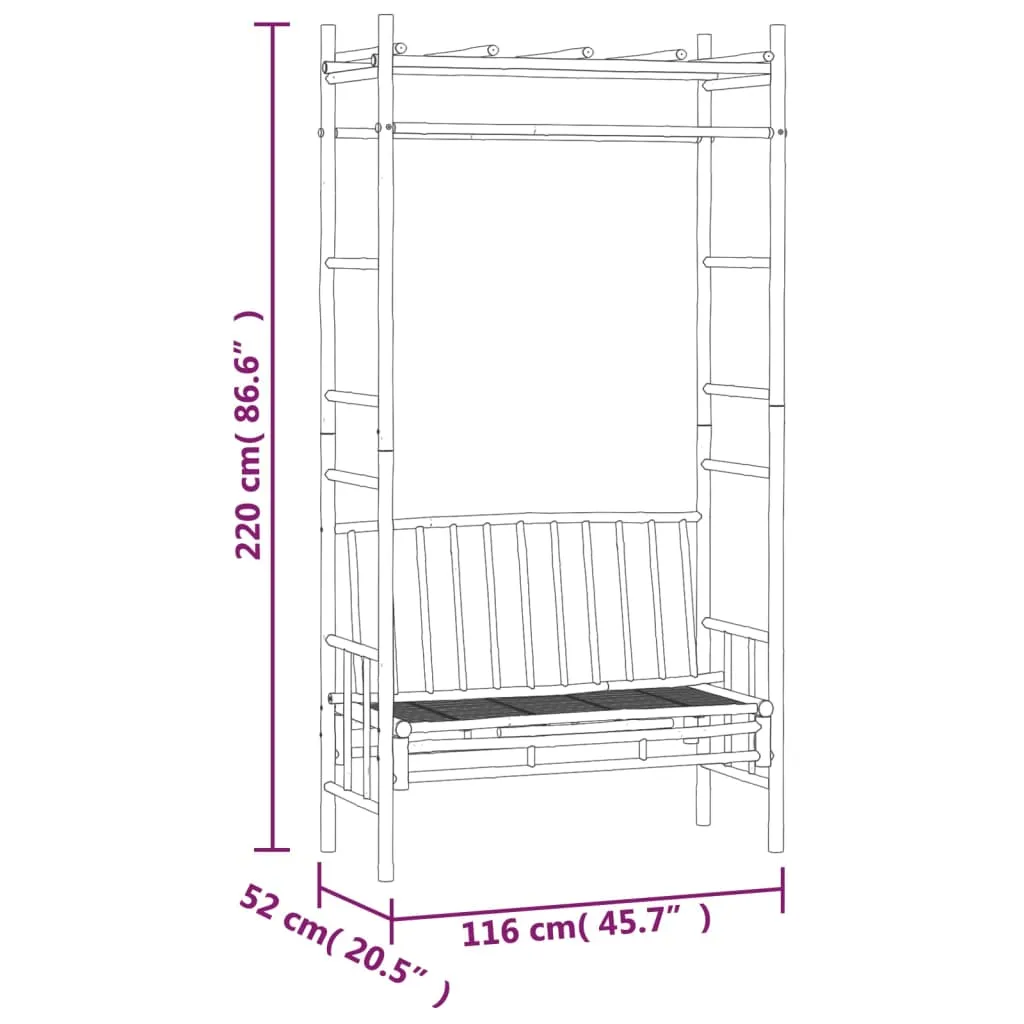 Bambus-Gartenbank mit Pergola 116x52x220 cm Naturholz