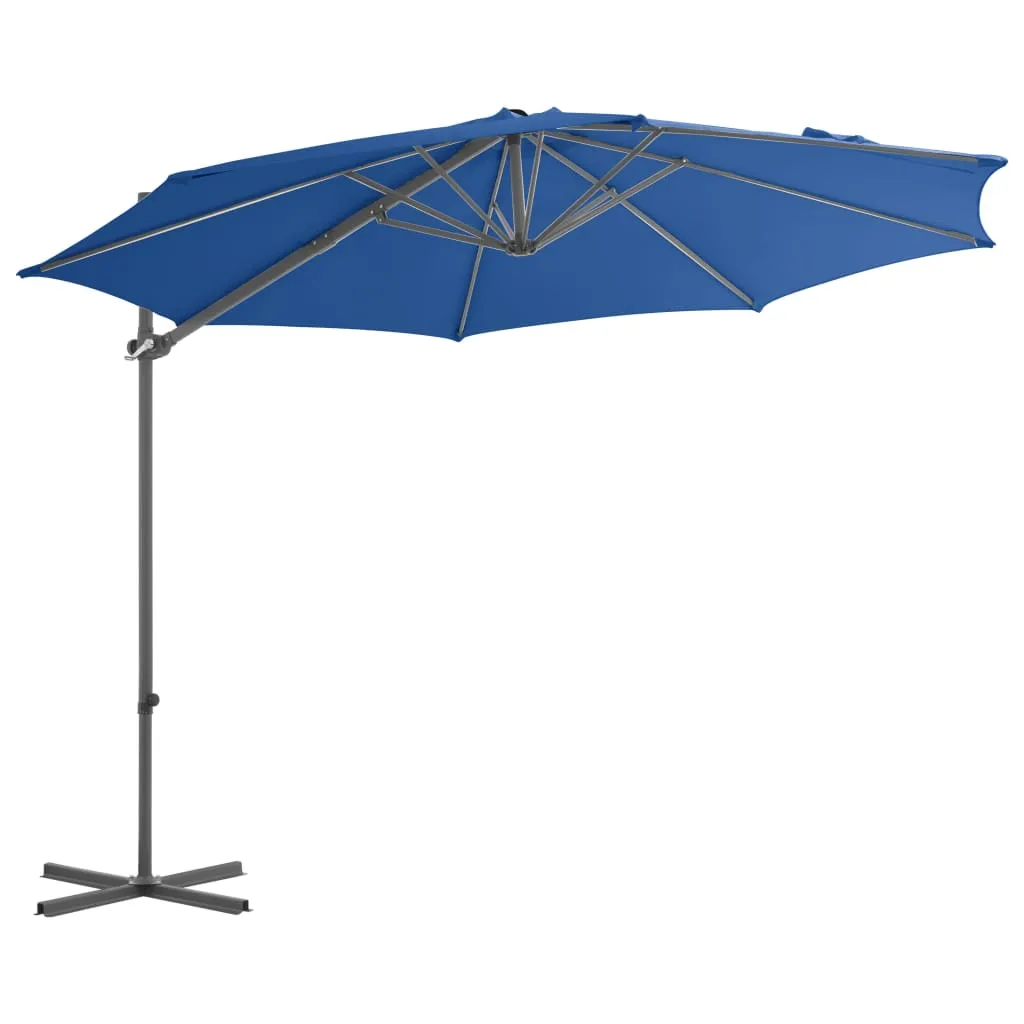 Eleganter Sonnenschirm 300x255 cm in Azurblau mit stabilem Kreuzfuß