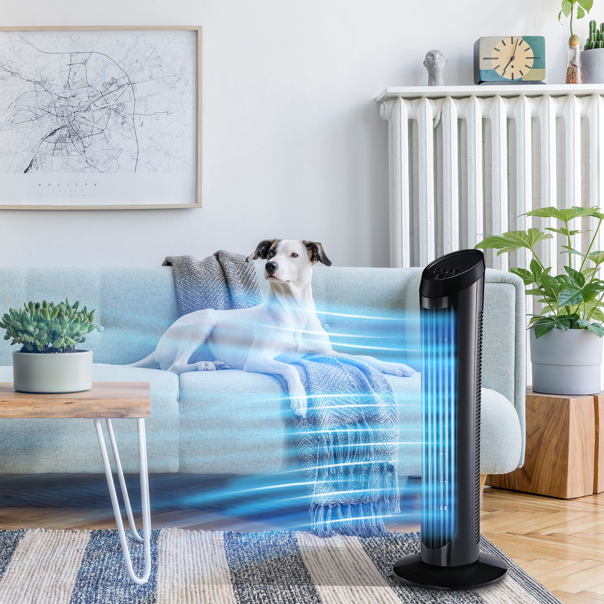 Klima Ventilator Ø27 x H75 cm Schwarz