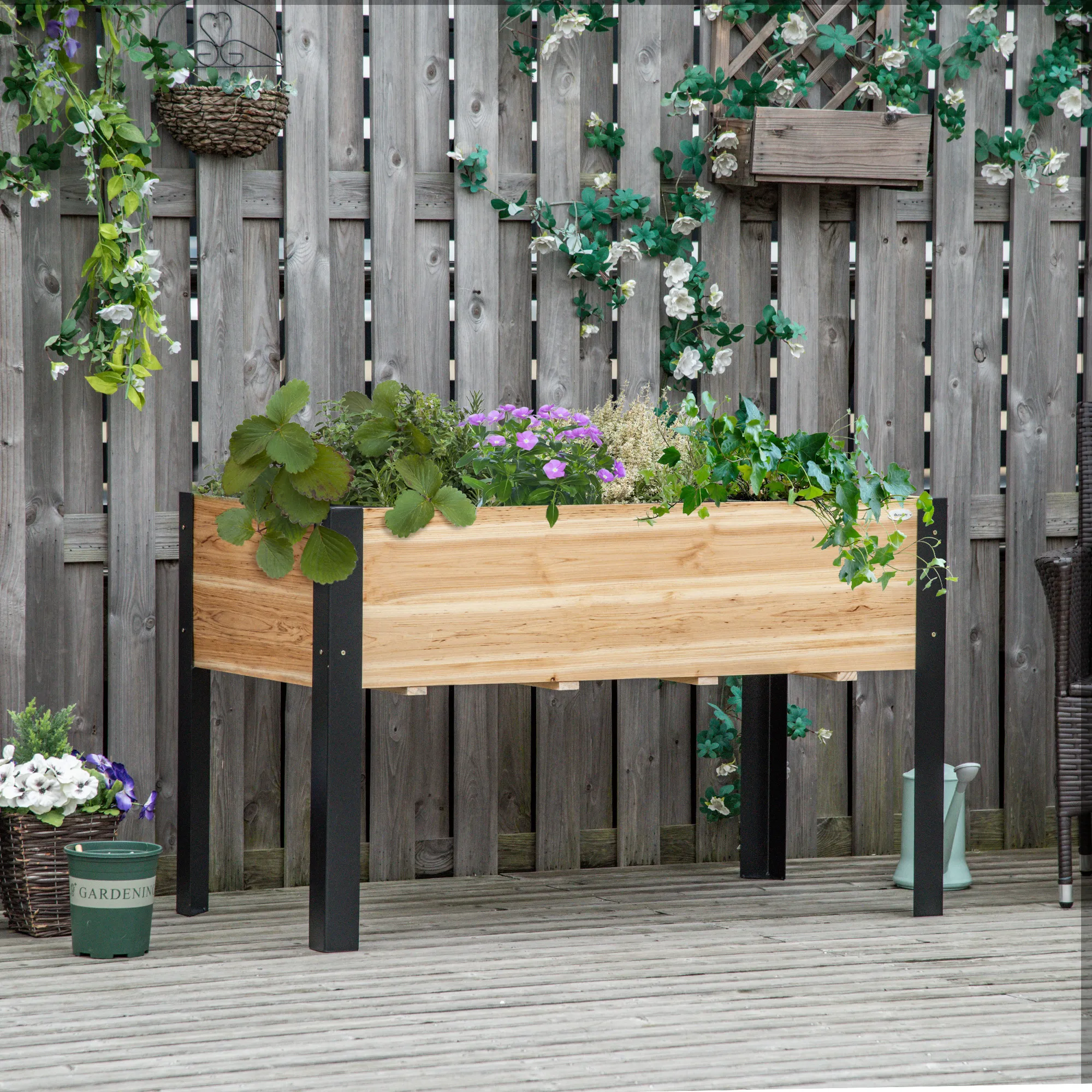 Hochbeet 120L x 60B x 74H cm in Natur+Schwarz