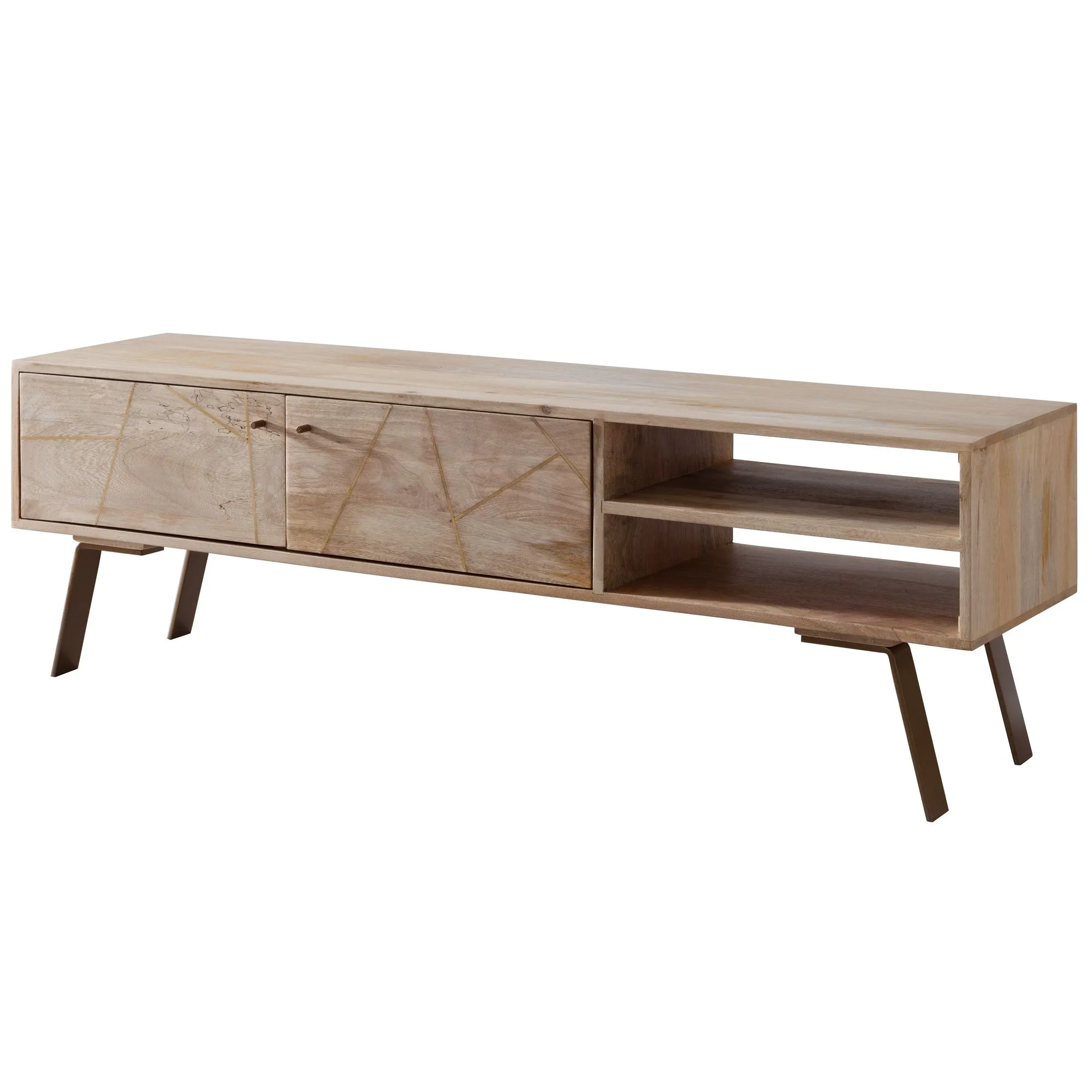 tinkaro HiFi Lowboard rechteckig DELIN Mango Massivholz TV Kommode Braun