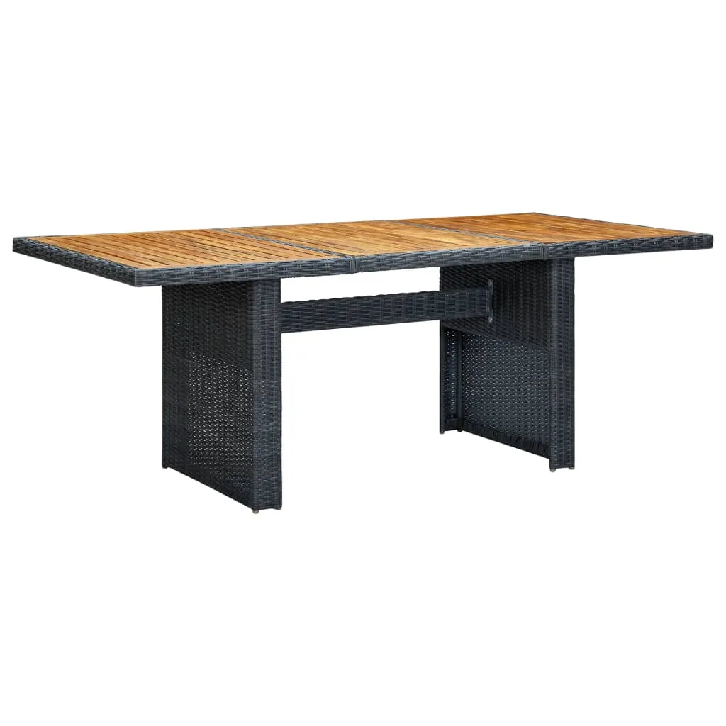 Gartentisch aus Echtholz und PE-Rattan 200x100x74 cm Dunkelgrau Braun