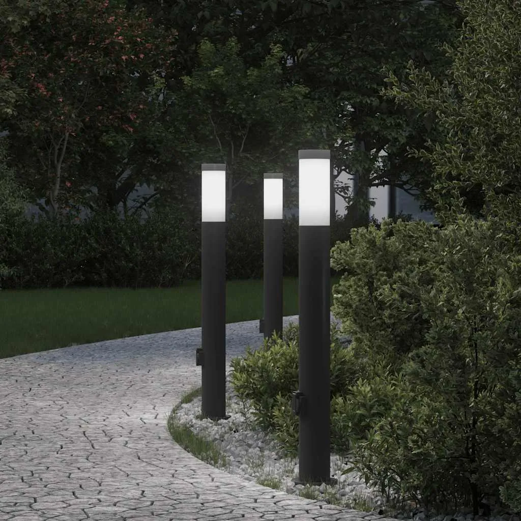 Pollerleuchte Schwarz 11 x 80 cm mit Steckdose und Diffusor