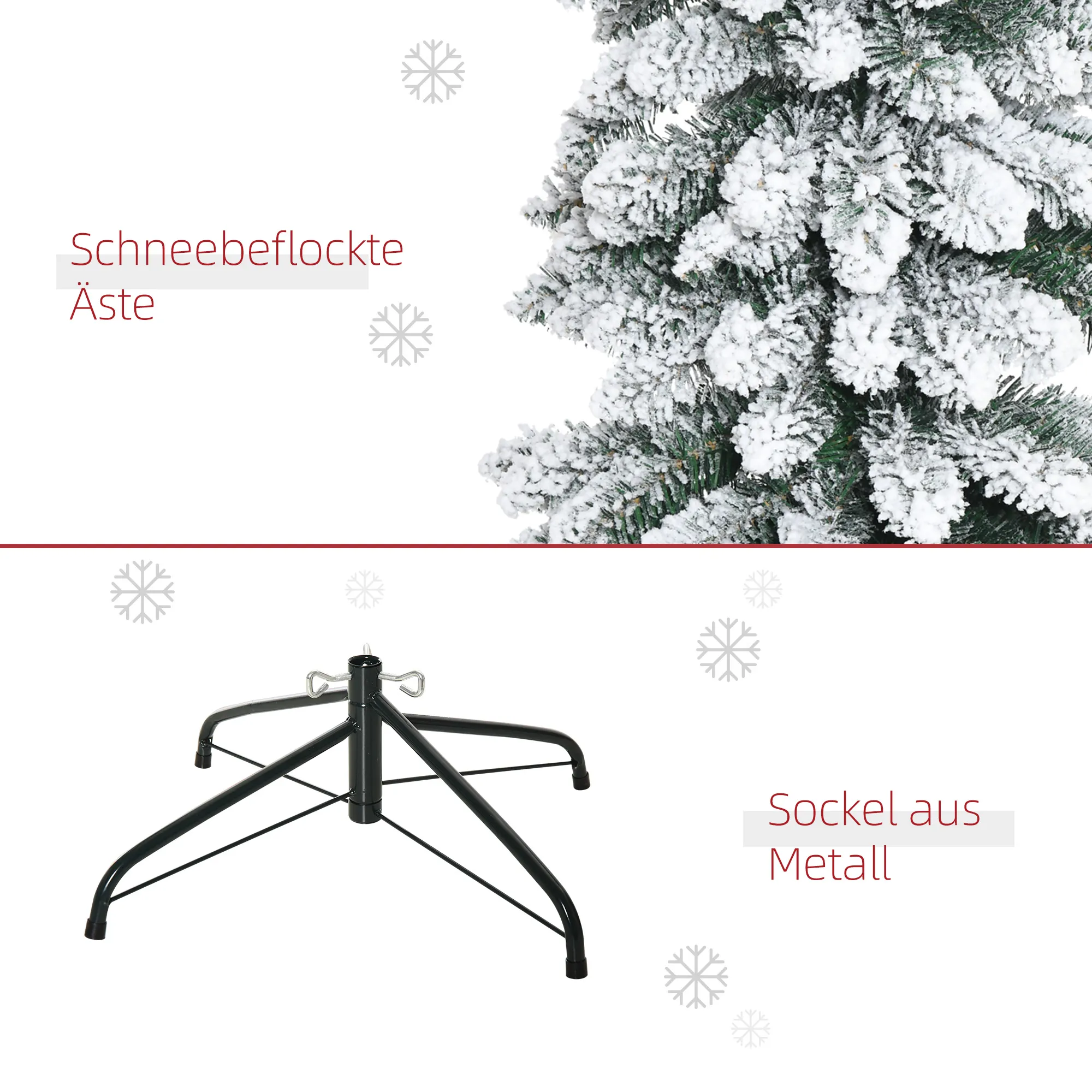Künstlicher Weihnachtsbaum schneebedeckt schmal 210 cm Grün/Weiß