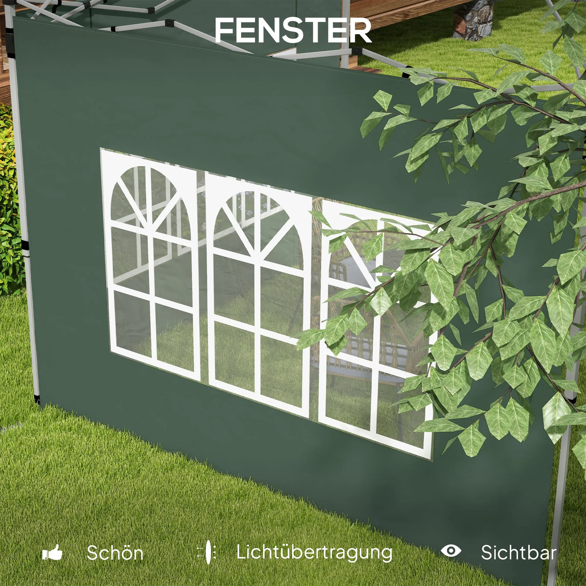 Pavillon Seitenwände 295x195 cm Grün für 3x3 m und 3x4 m