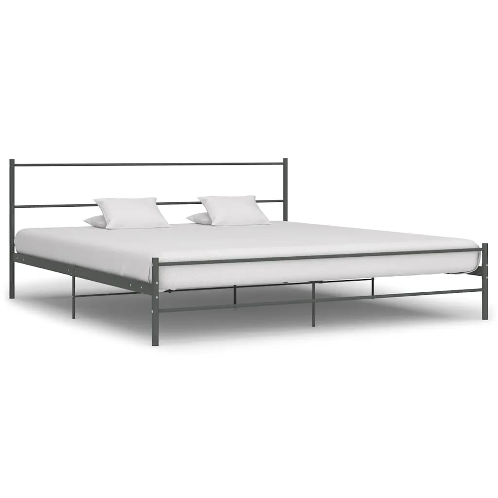 Metall-Doppelbett 209x187x84 cm Grau, pulverbeschichtet