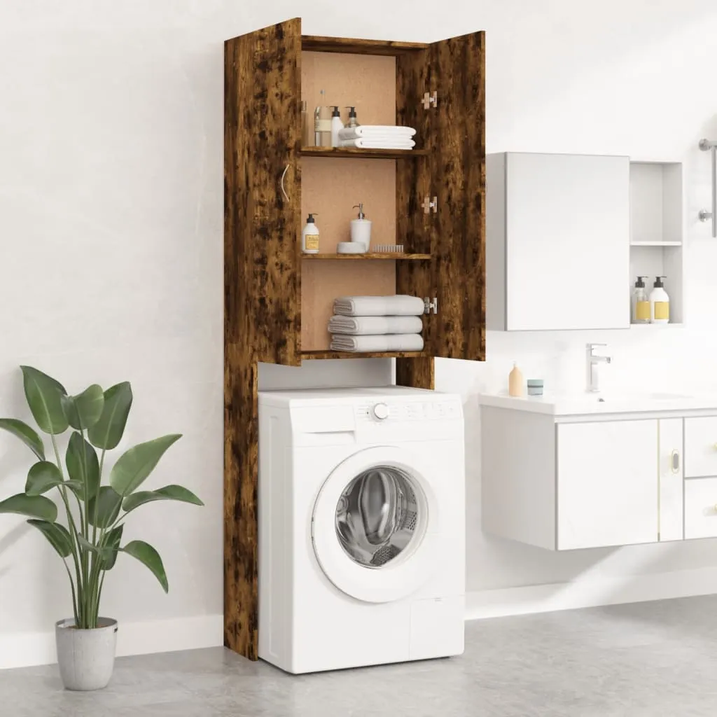 Waschmaschinenschrank 64x25,5x190 cm in Räuchereiche, Massivholz