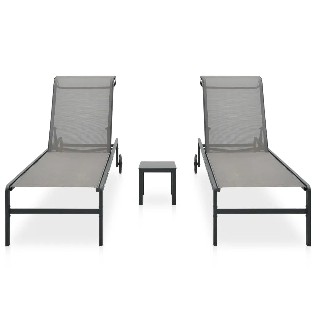 Sonnenliegen-Set Grau 208,5x59,5x38 cm mit Beistelltisch