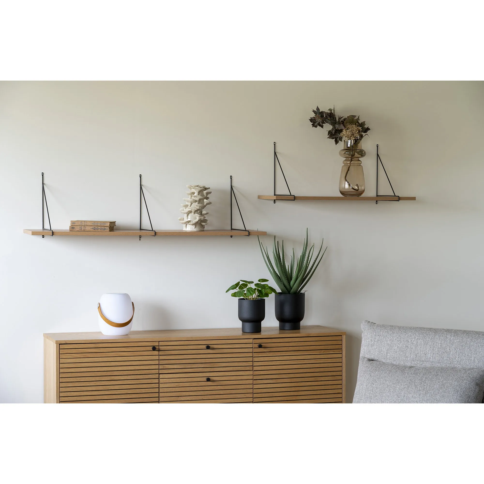 tinkaro Wandregal Chiba Eschenfurnier 120x29 cm Natur-Schwarz