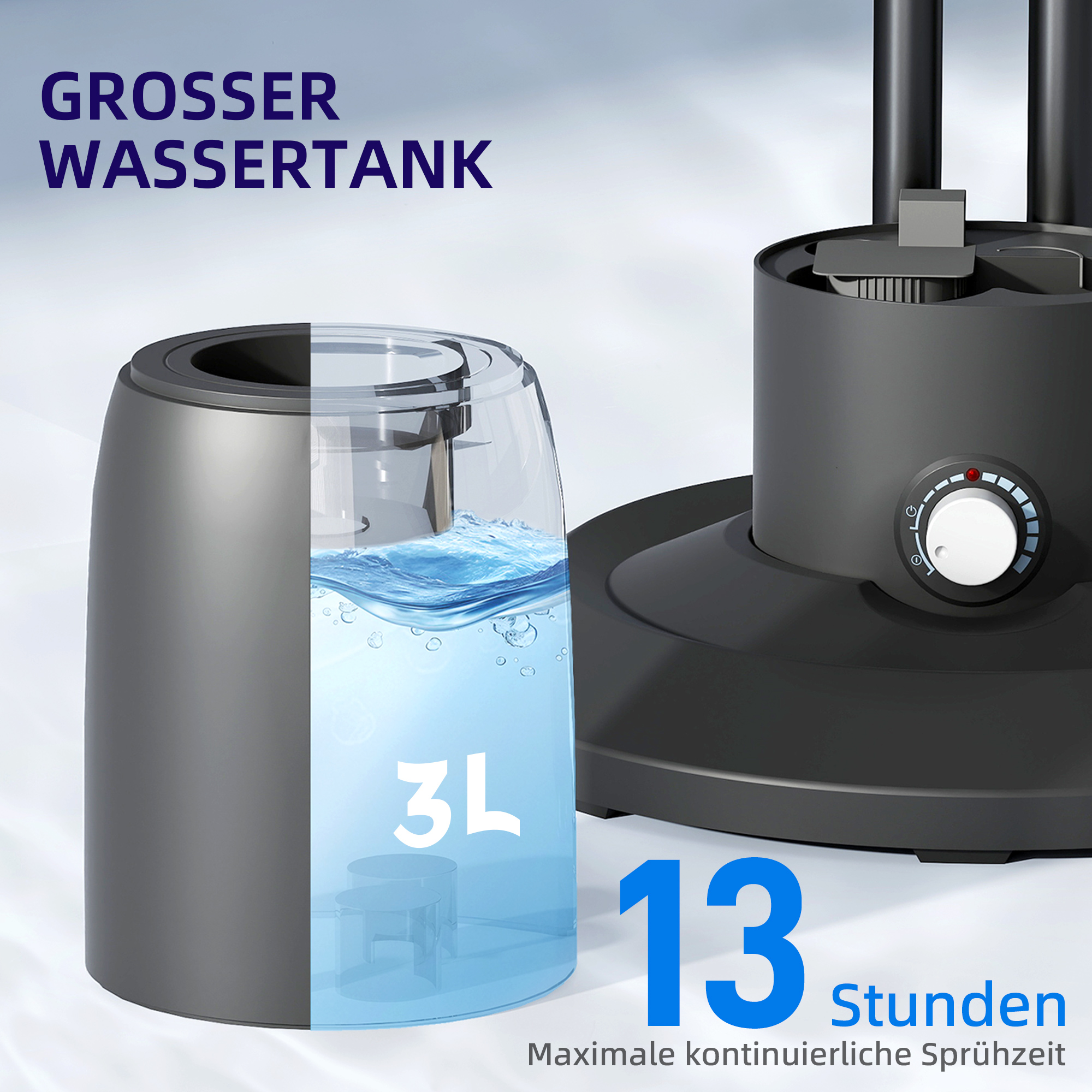 Ventilator mit Sprühnebel 50L x 40B x 125H cm Schwarz