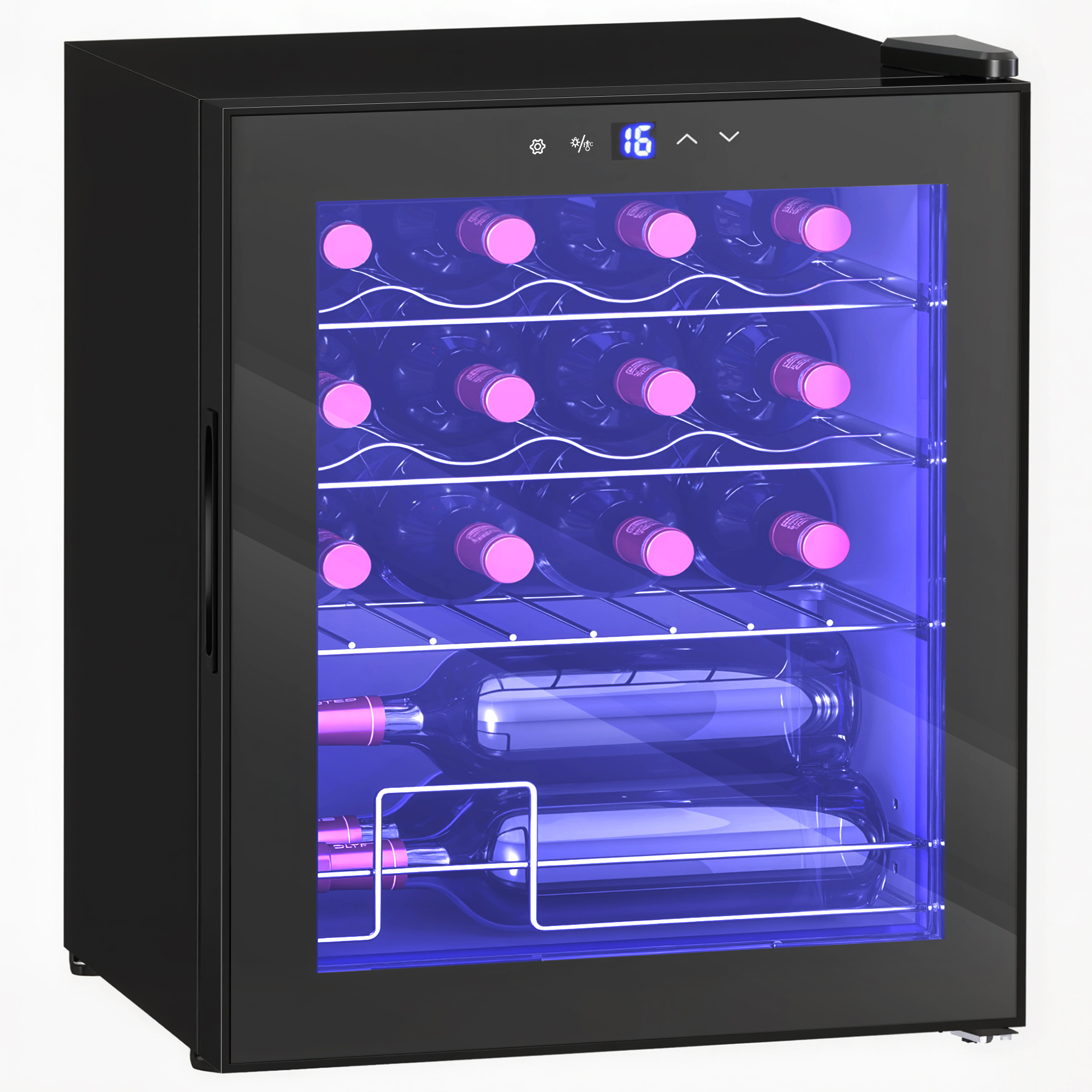 Weinkühlschrank 43B x 45T x 56,5H cm Schwarz für 16 Flaschen