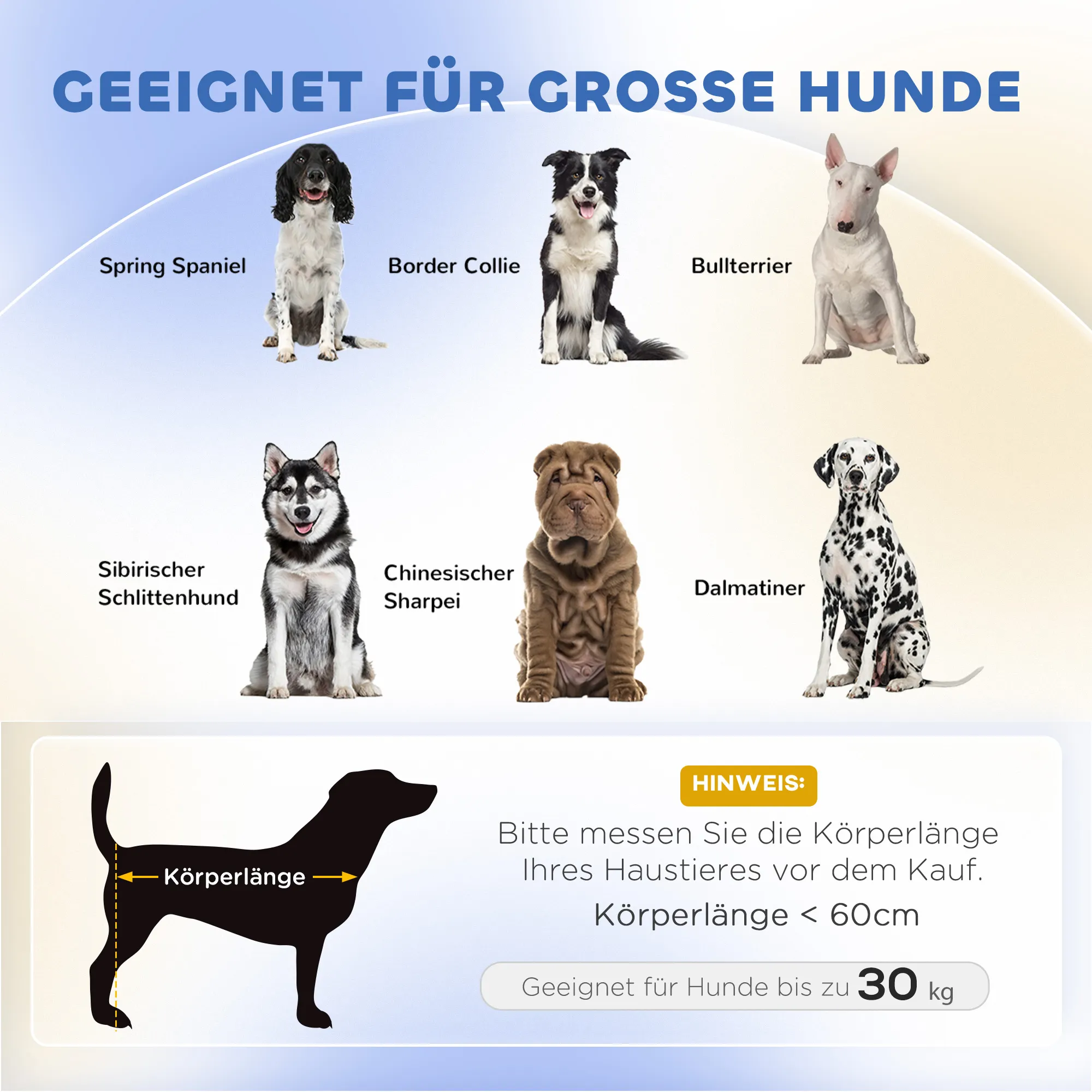 Hundesofa für große Hunde, Kiefernholz, 98 x 67 x 25 cm, Blau