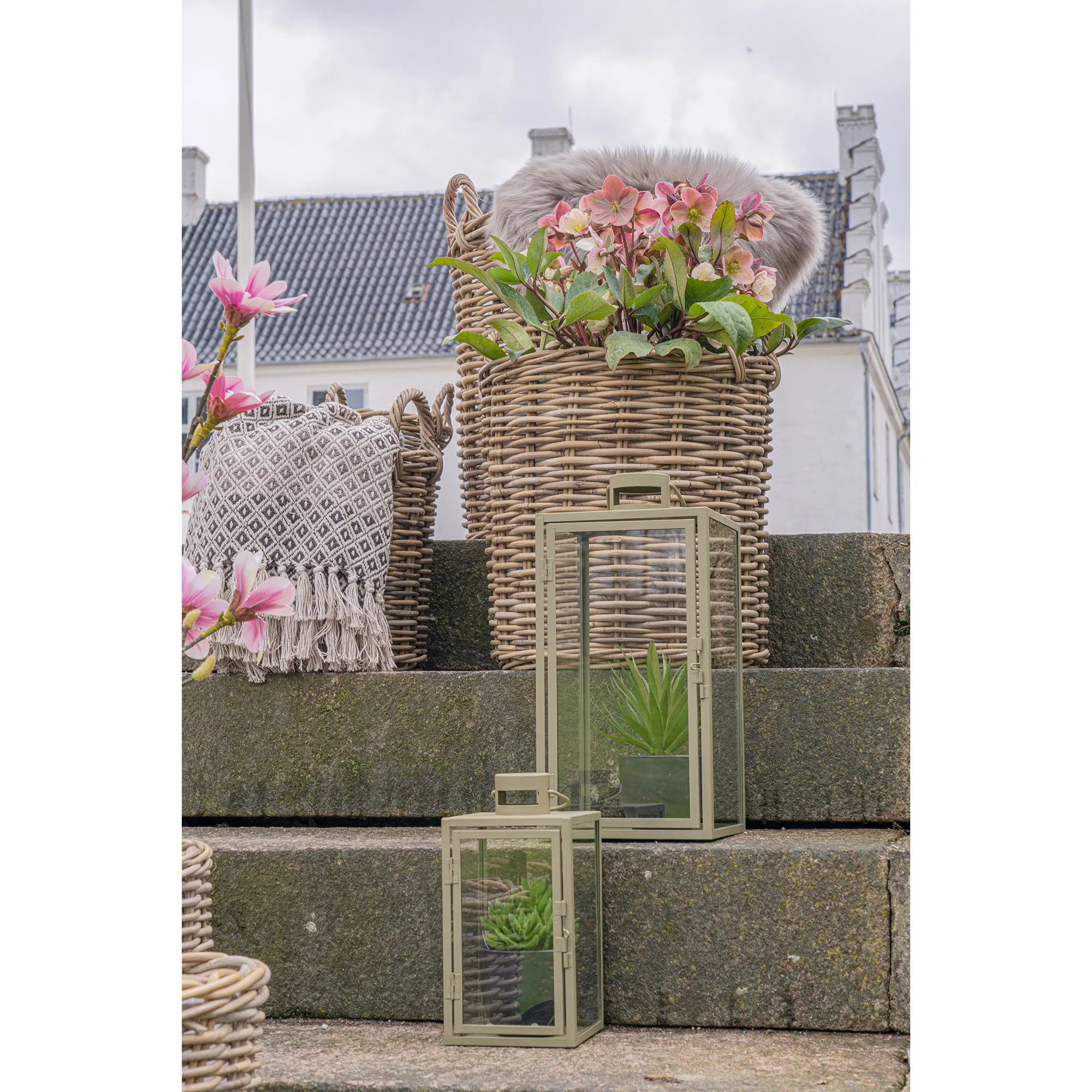 tinkaro Laternen Set aus Metall und Glas 13/19,5 x 13/19,5 x 25,5/40 cm Grün