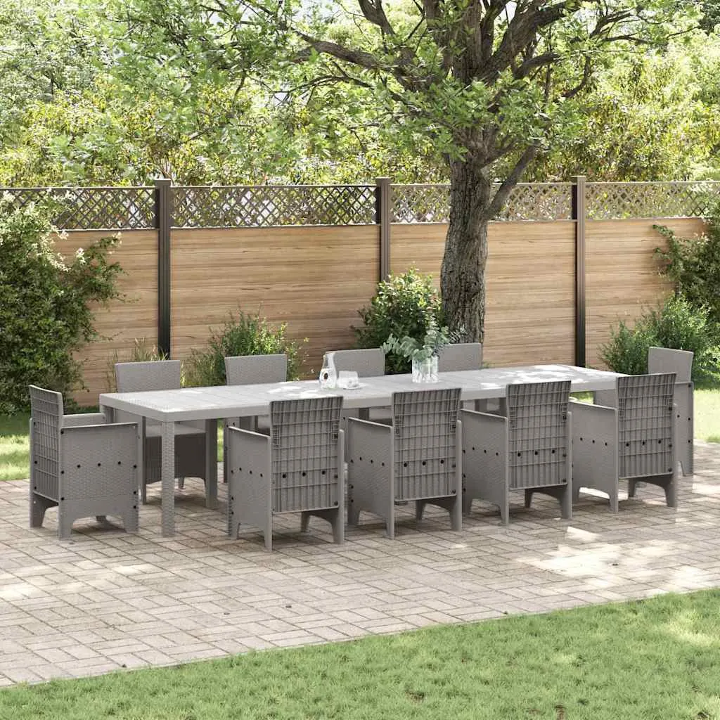 Moderner Gartentisch Poly-Rattan 350x100x74 cm Hellgrau