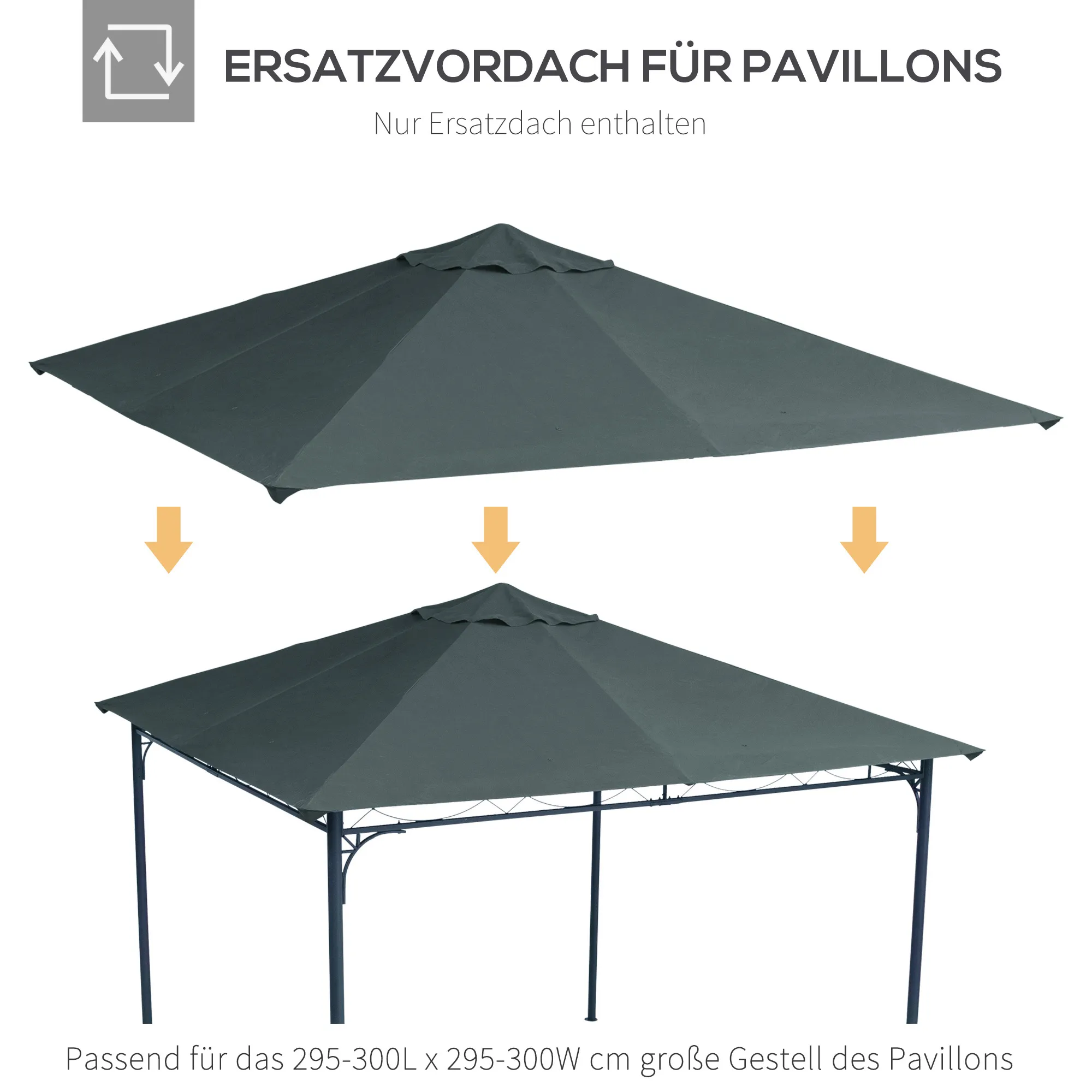 Pavillon Ersatzdach 295-300 cm Dunkelgrau