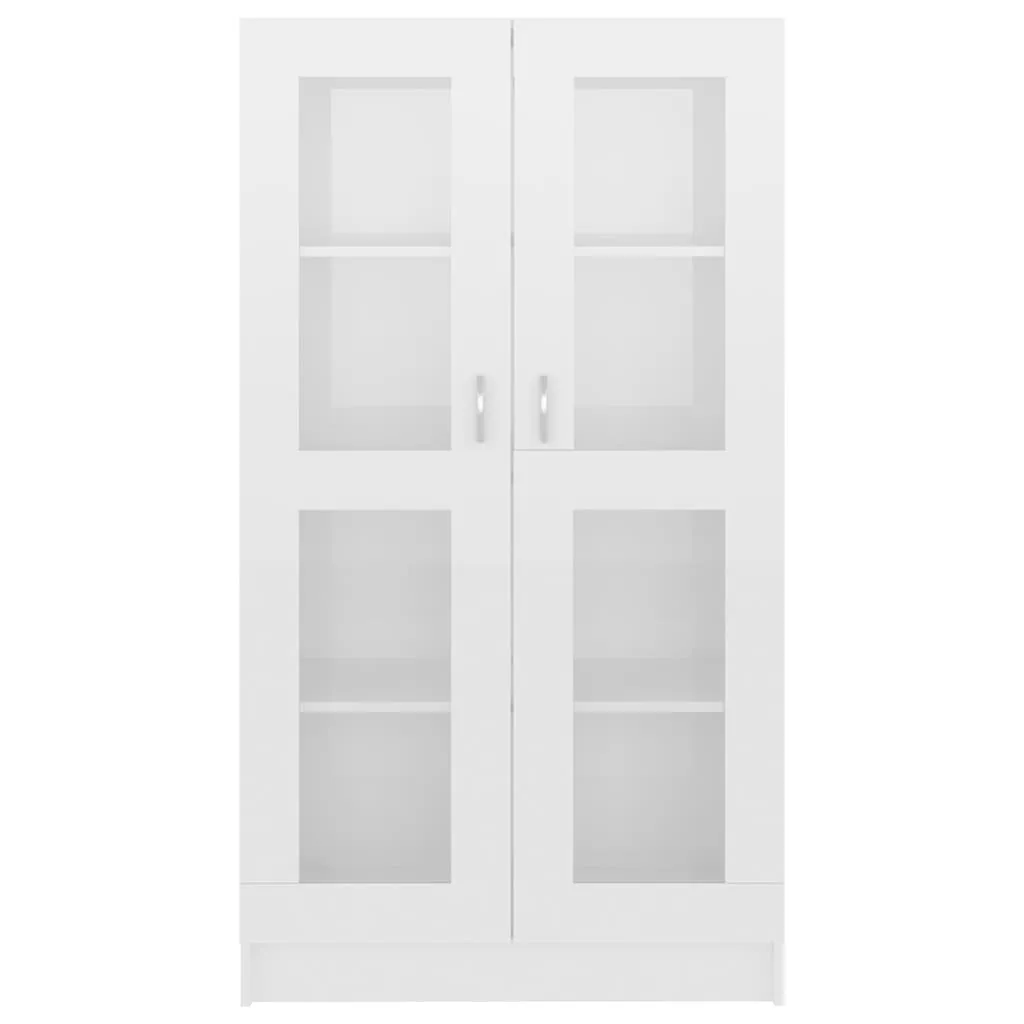 Vitrine mit 4 Fächern und 2 Türen 82,5x30,5x150 cm Hochglanz-Weiß
