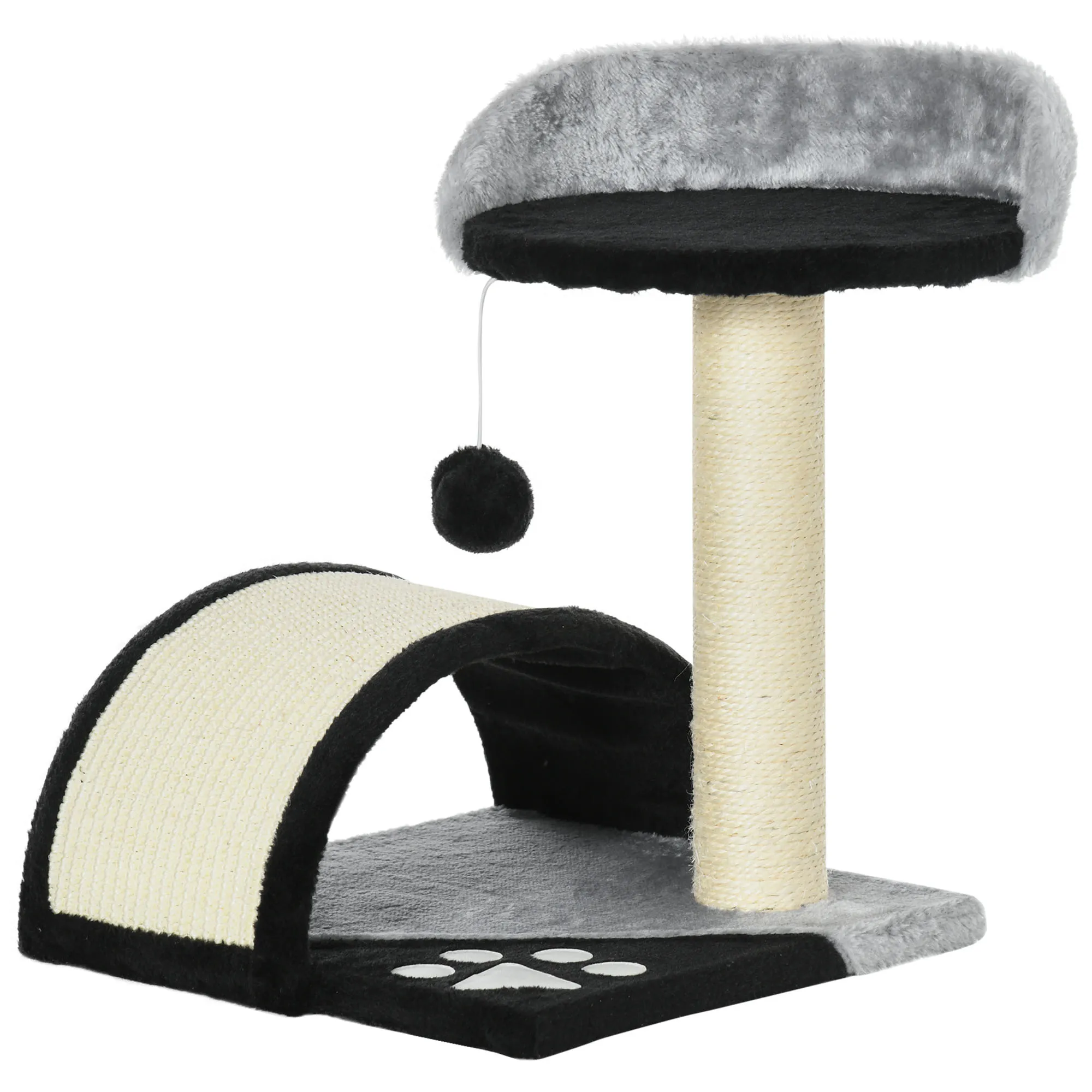 Kratzbaum Katzenbaum mit Spielbällen Katzenkratzbaum Sisalseil-Kratzstangen Schwarz 35,5 x 37 x 46 cm