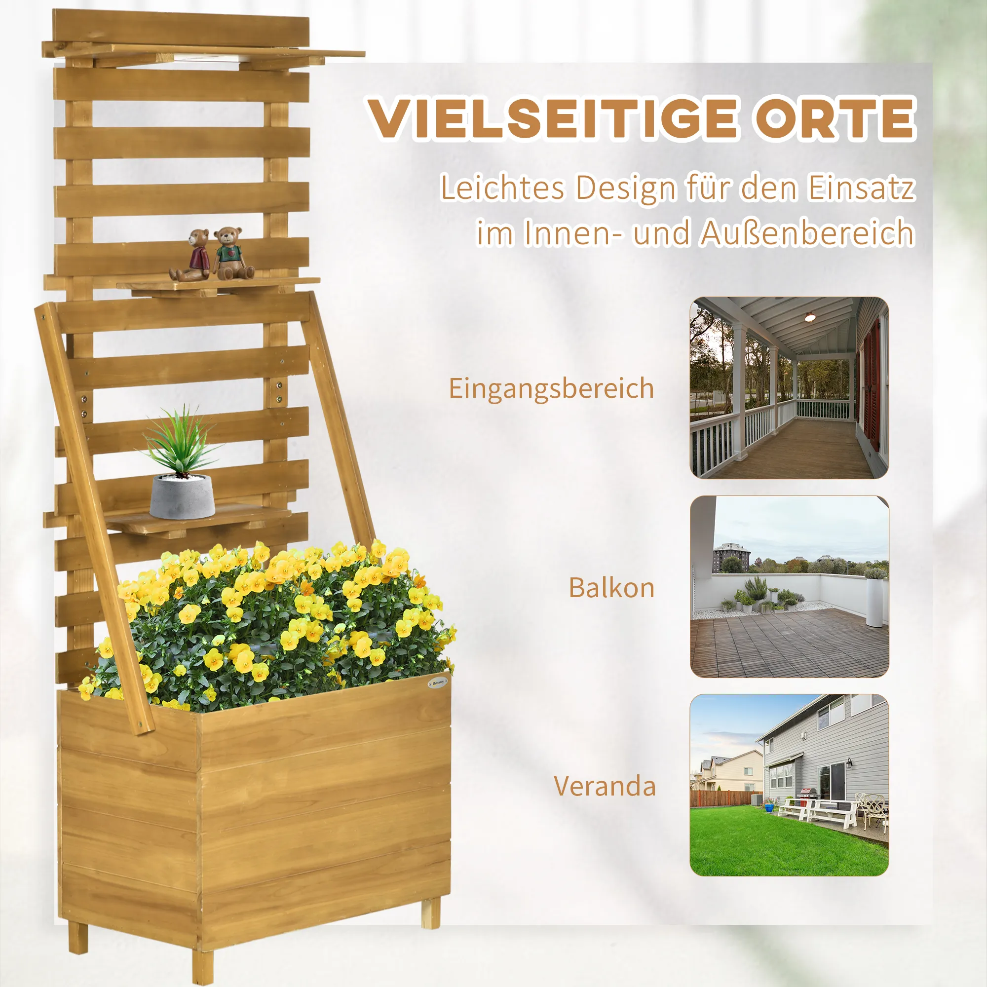 Hochbeet aus Massivholz, Braun 63 B x 39 T x 160 H cm