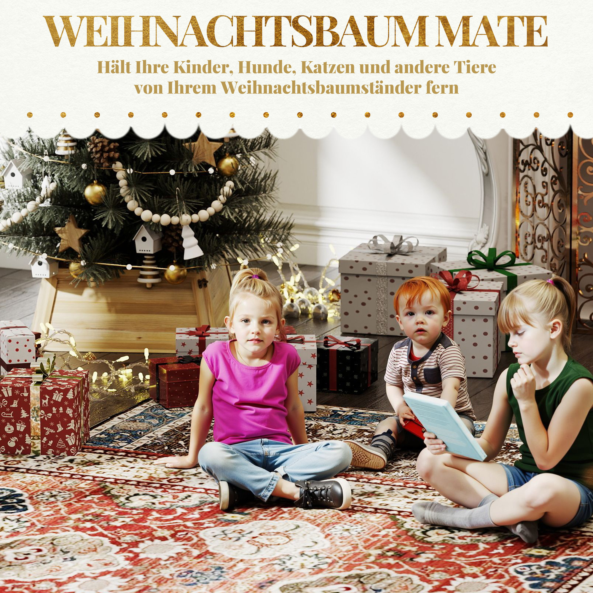 Weihnachtsbaumrock Naturholz 65L x 65B x 27H cm
