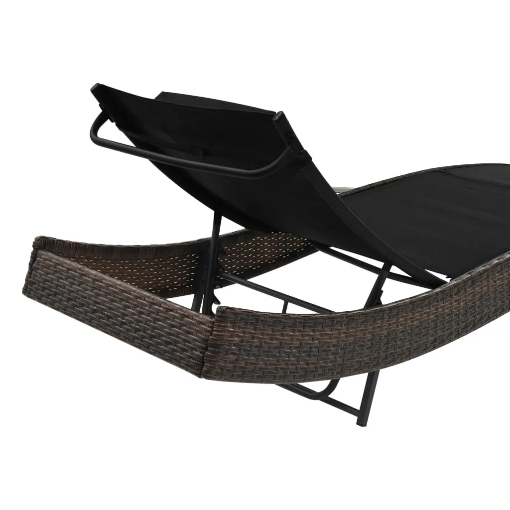 Poly Rattan Sonnenliege 213x70x(40-91,5) cm Braun und Schwarz