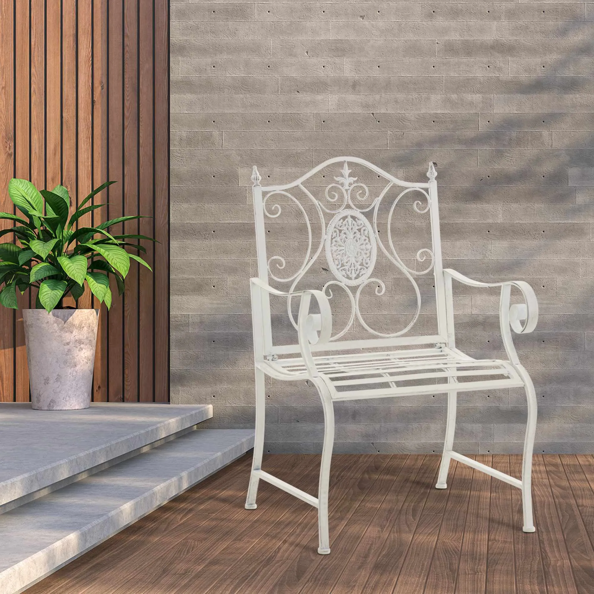 2er Set Gartenstühle Punjab 94x62x53 cm antik weiß