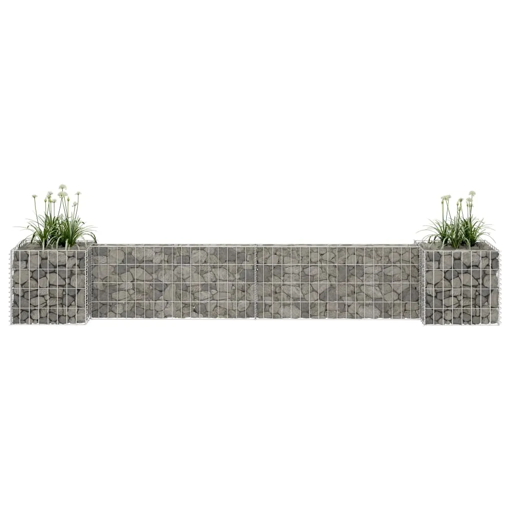 Gabionen-Pflanzgefäß 260x40x40 cm Silber aus rostfreiem Stahldraht