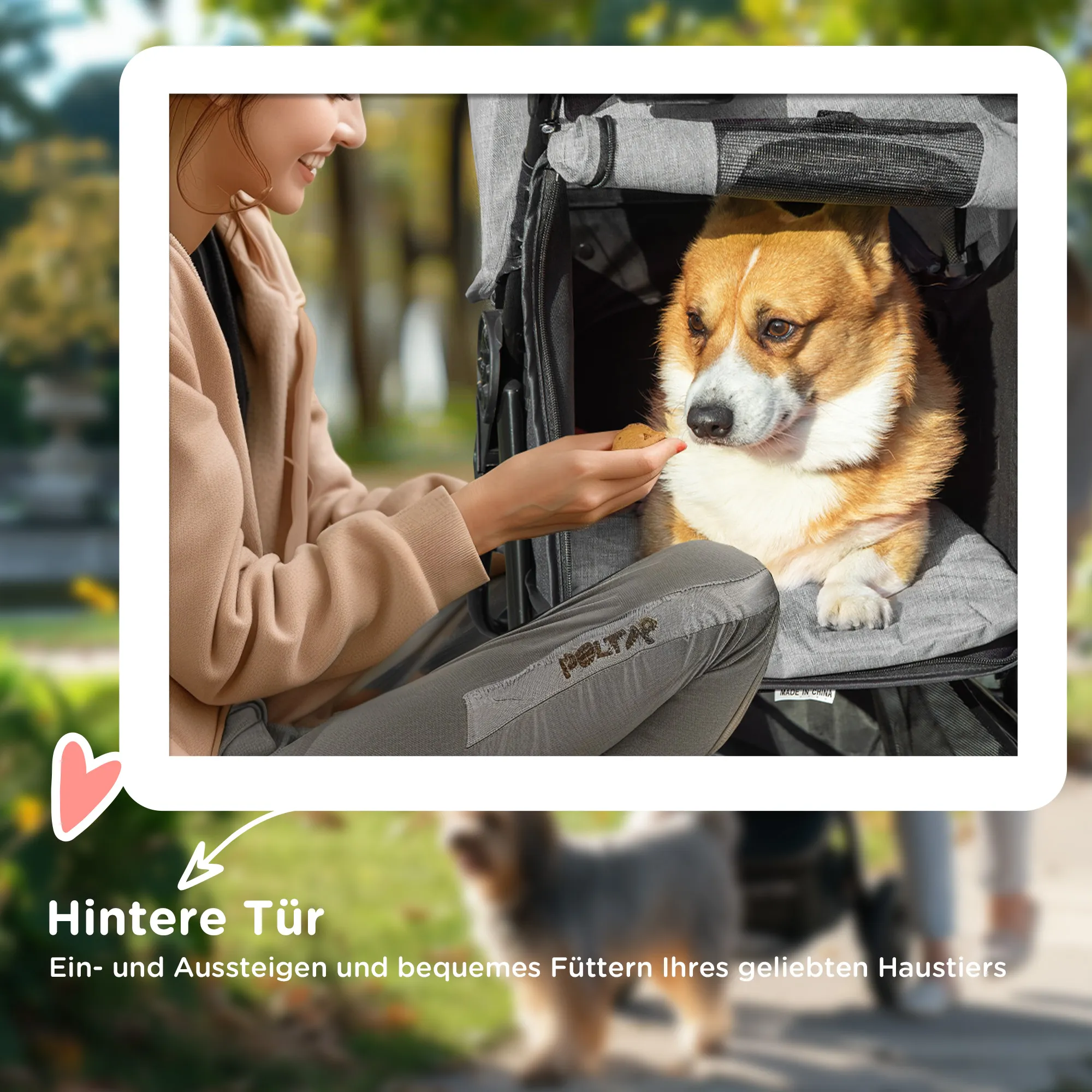 Hundewagen Pet Stroller klappbar aus Oxford-Gewebe Grau+Schwarz