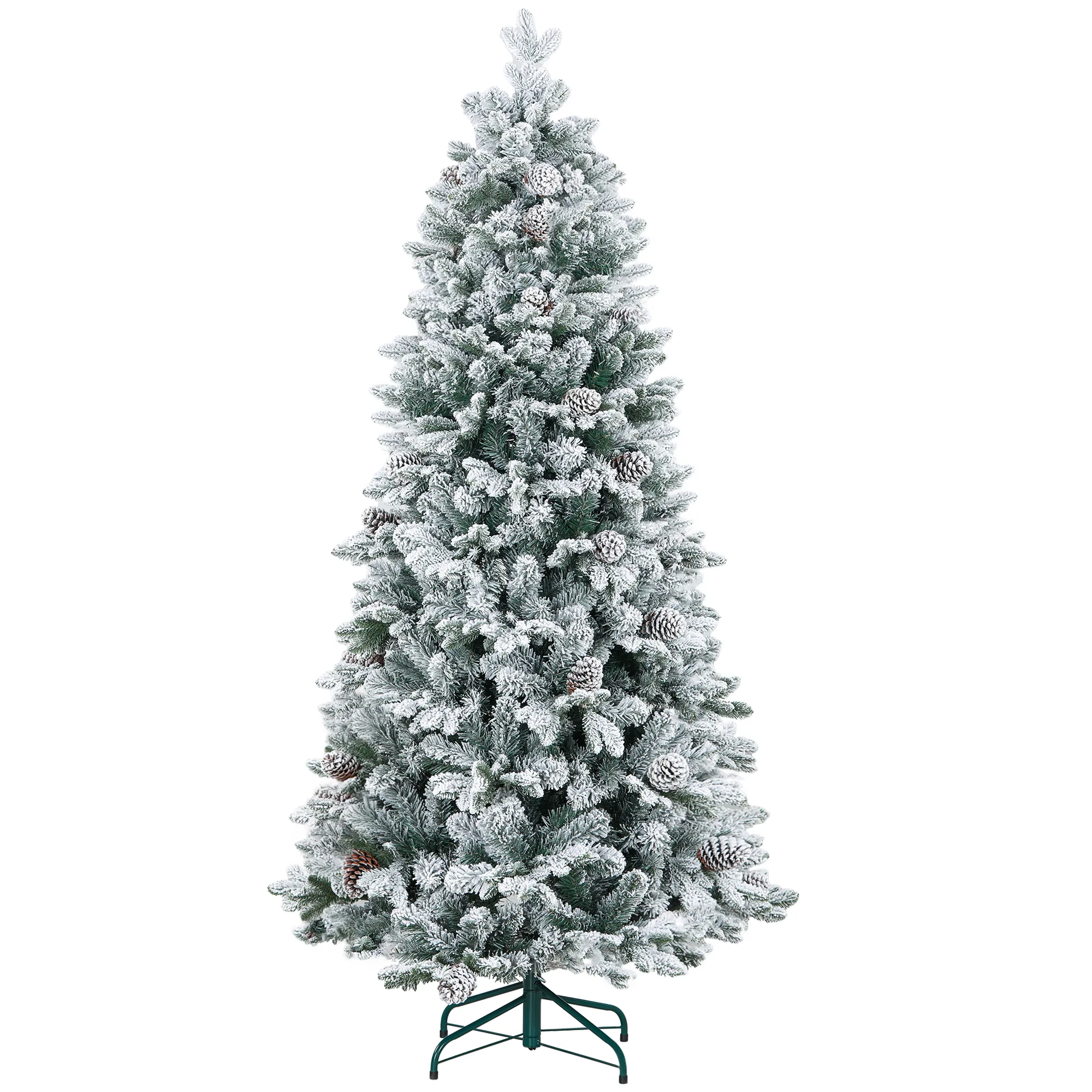 Künstlicher Weihnachtsbaum mit Kunstschnee & Zapfen, 180 cm, Grün