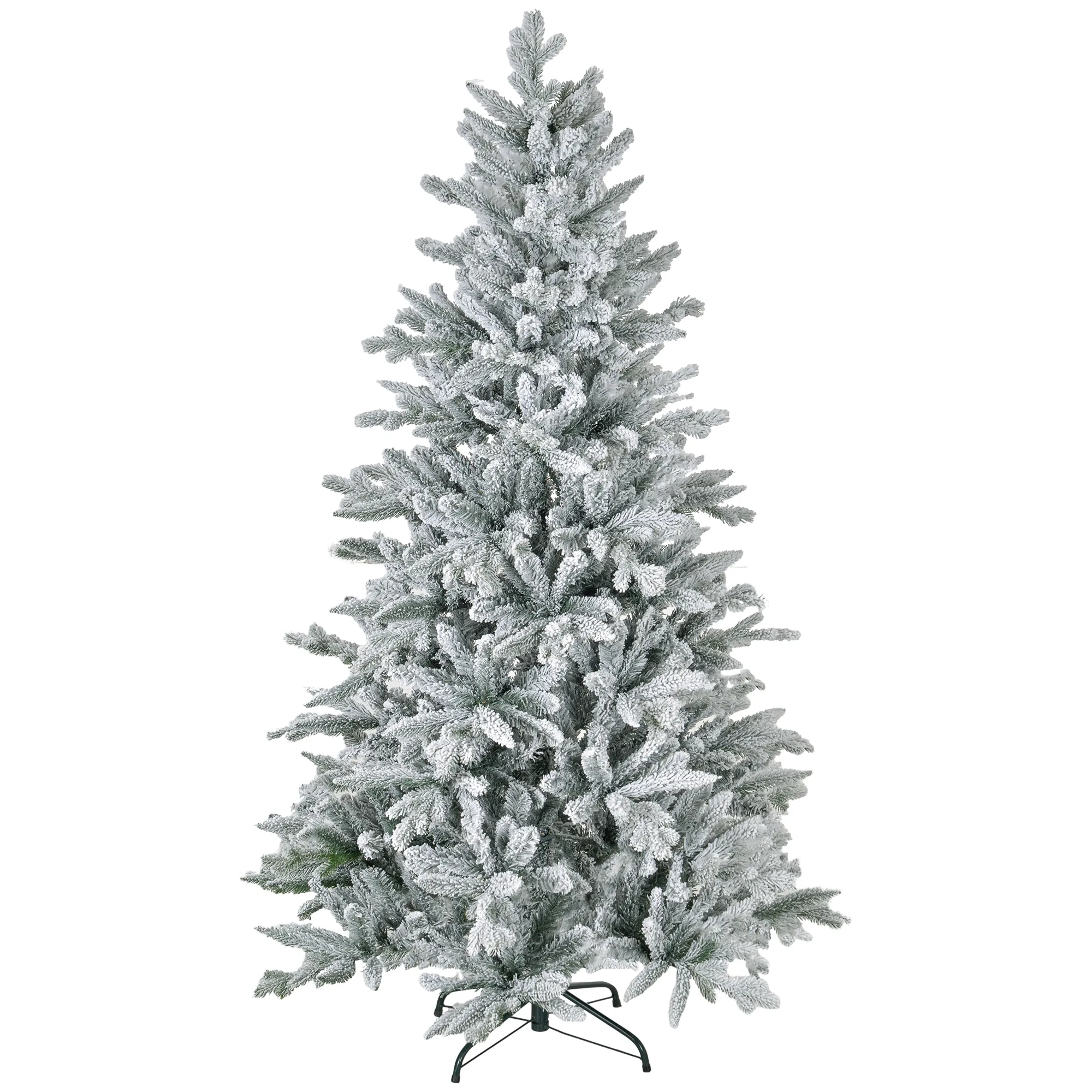 Weihnachtsbaum 180 cm, schneebedeckt, flammhemmend, Metallfuß, formbare Äste, Grün