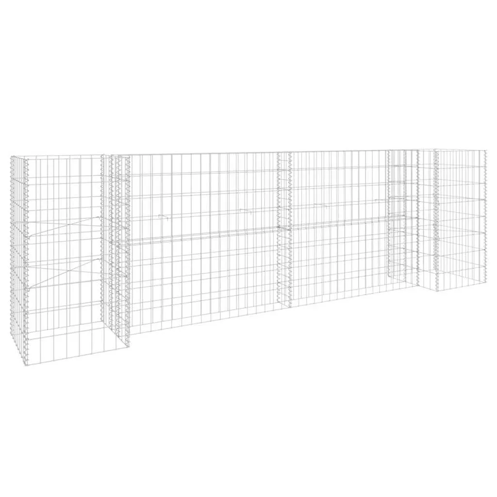 Gabionen-Pflanzgefäß 260x40x80 cm Silber aus Stahldraht