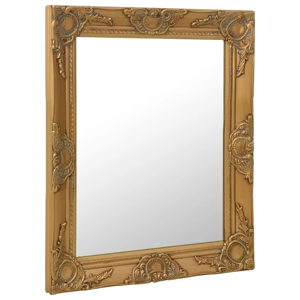 Wandspiegel Barock 50 x 60 cm Golden mit Massivholz Rahmen