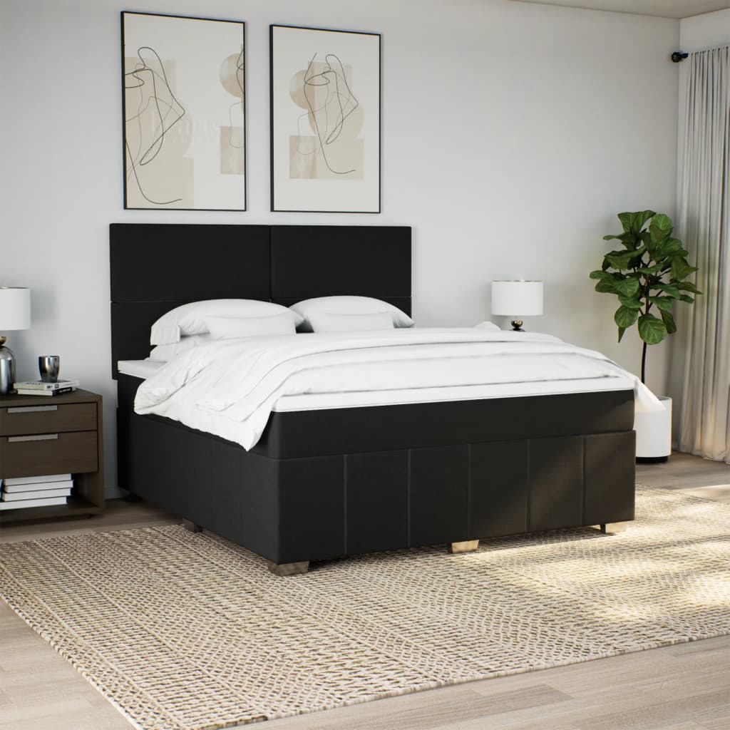 Boxspringbett 180x200 cm Taschenfederkern Schwarz mit Auflage